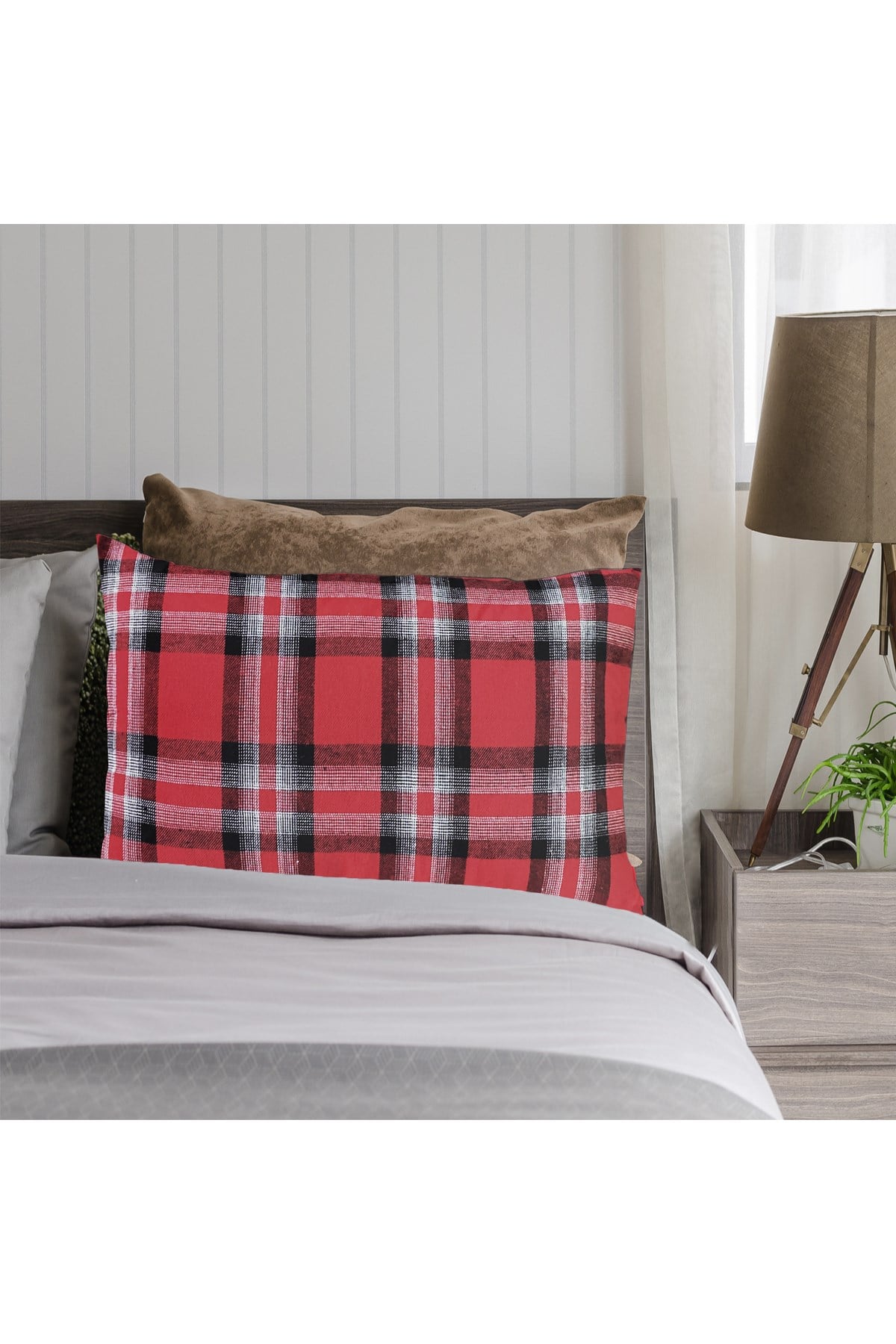 Haegs Kamp Yastığı, Seyahat Yastığı, Silikon Elyaf Dolgulu Hafif Küçük Yastık, Orta Sertlikte, Nefes Alabilir Kılıf, Kamp, Uçak ve Araba İçin İdeal 30x45cm Flanel Kırmızı