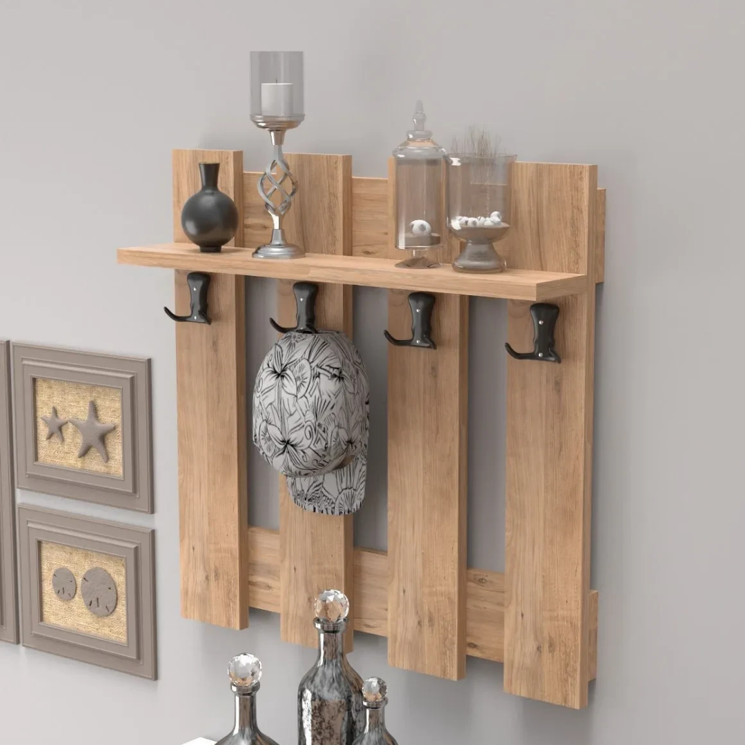 Gold Falez Çit Duvar Askılığı Portmanto Atlantik Çam