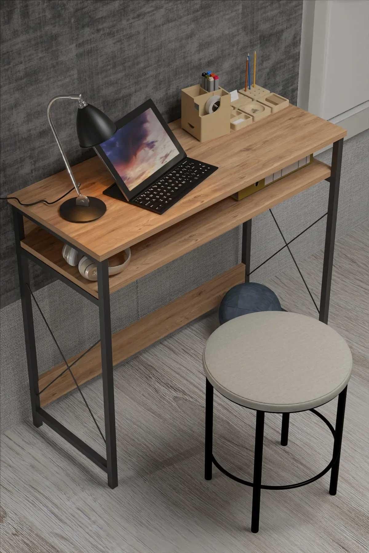 Reyo 90x137cm Metal Ayaklı Çalışma Masası Bilgisayar Masası Atlantik Çam