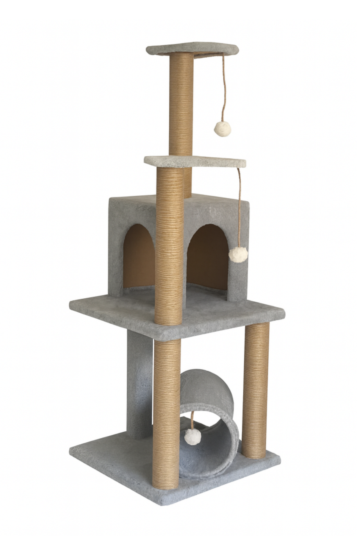 Reyo Pet T06 Kedi Oyun evi Kedi Tırmalama ve Oyun Evi Gri