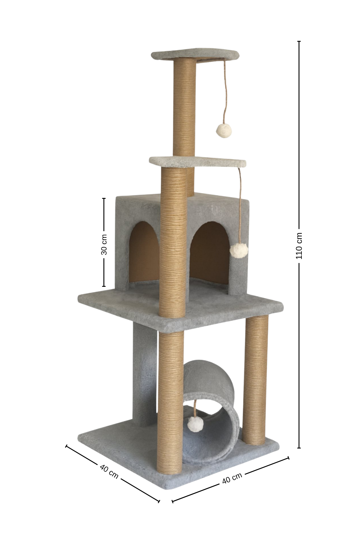 Reyo Pet T06 Kedi Oyun evi Kedi Tırmalama ve Oyun Evi Gri
