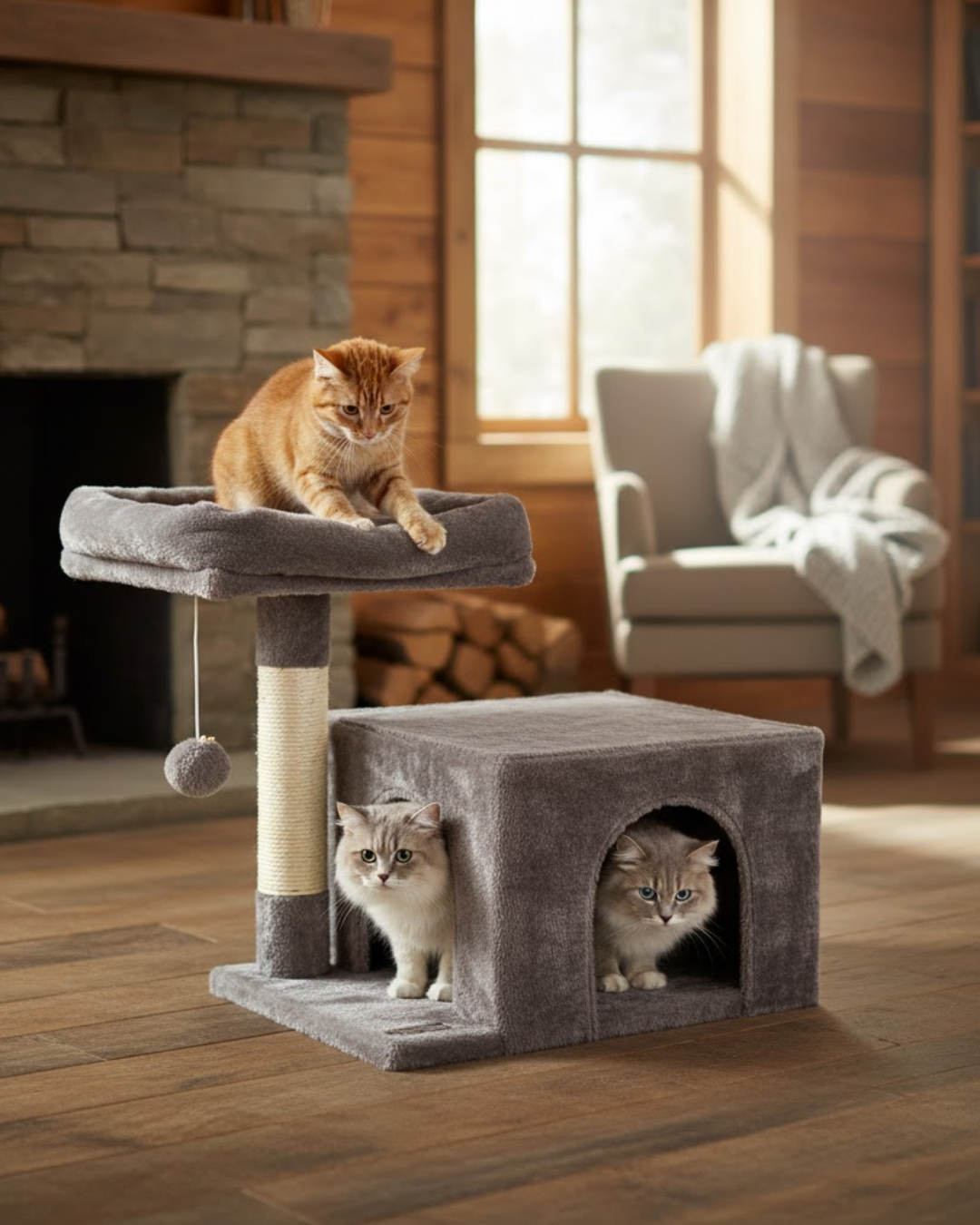 Reyo Pet Komfor Stepli Yuvalı Kedi Tırmalaması Antrasit