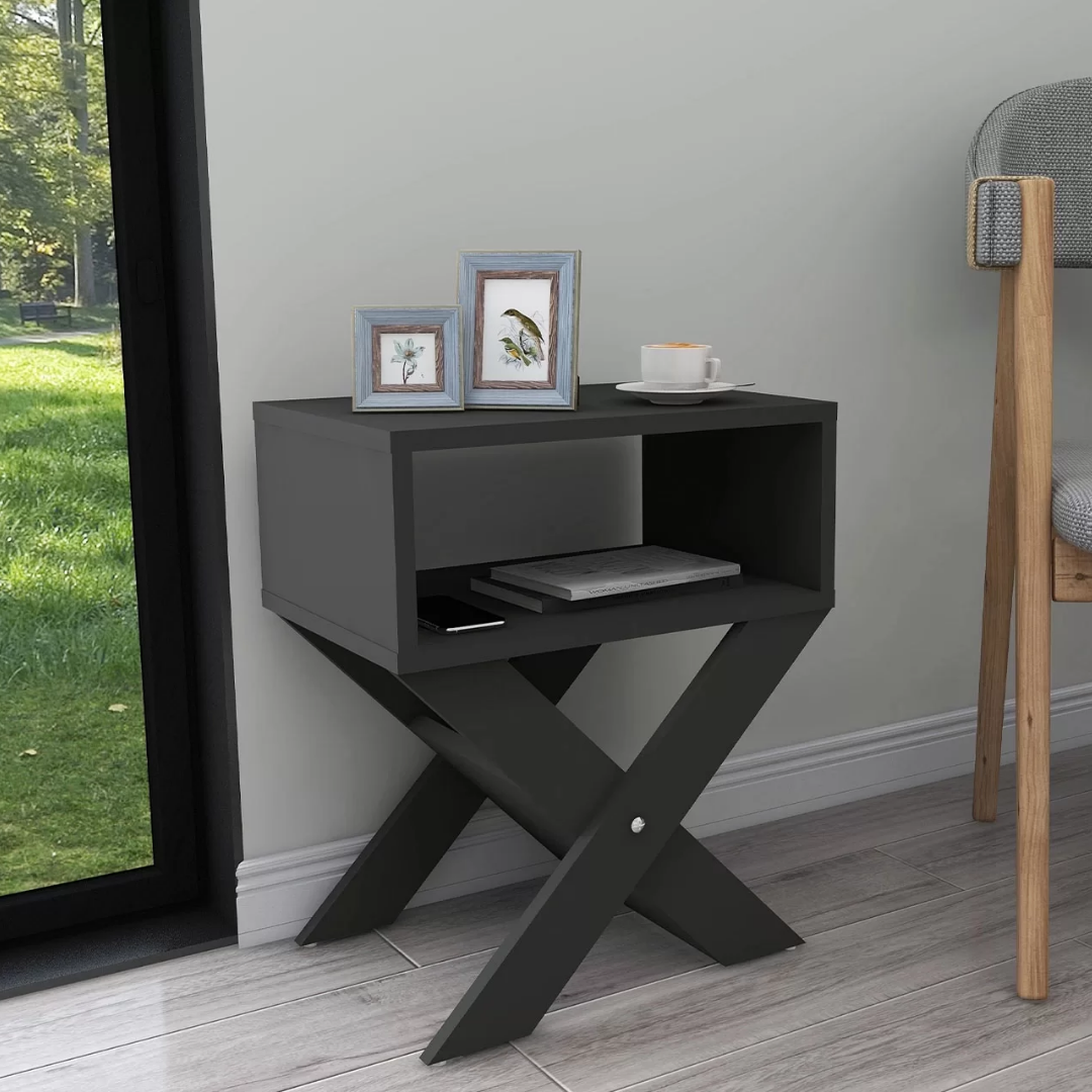 Enda Home X Ayaklı Dergilikli Komodin Kahve Sehpası Antrasit