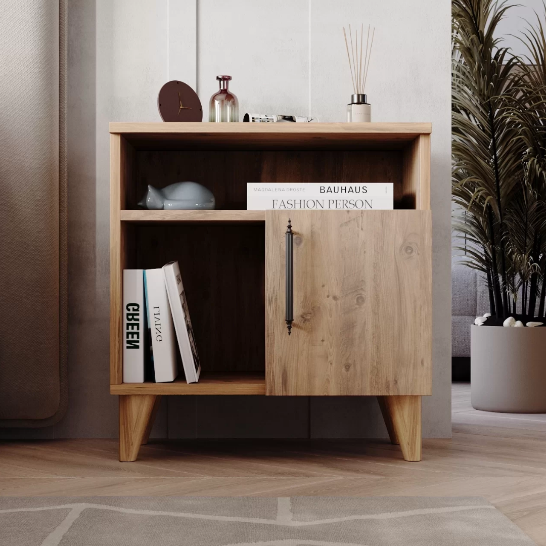 Enda Home Kommen 3 Bölmeli Kapaklı Komodin Atlantik Çam