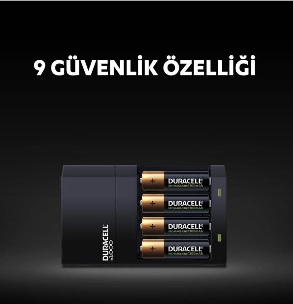 Duracell Cef14 4 Saat Pil Şarj Cihazı, 1 adet + 2'şer adet Şarj Edilebilir AA ve AAA Pil