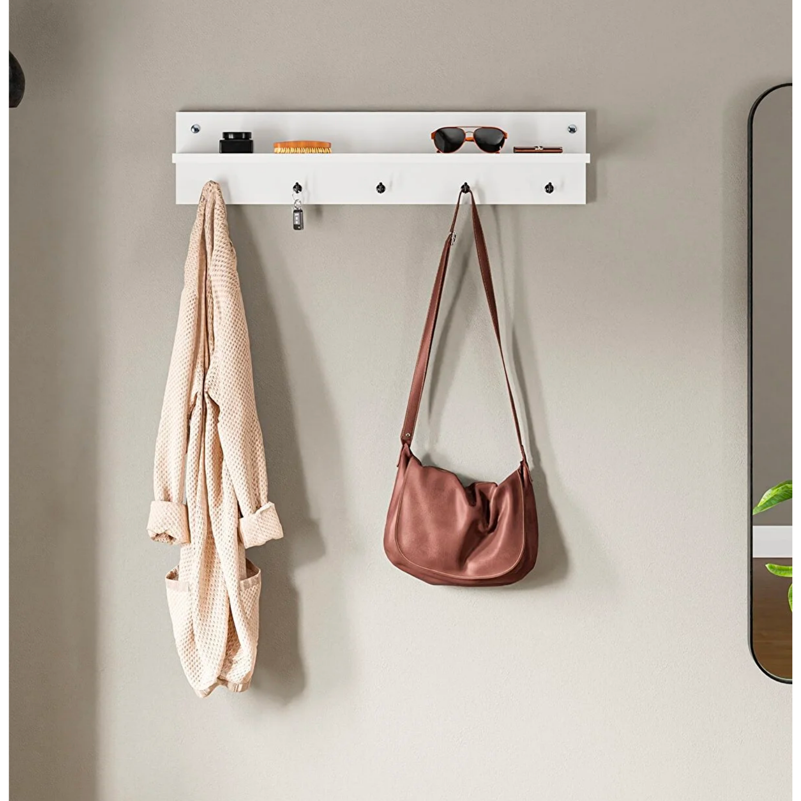 interGO Modern Duvar Askısı Portmanto Askılık Vestiyer Beyaz 