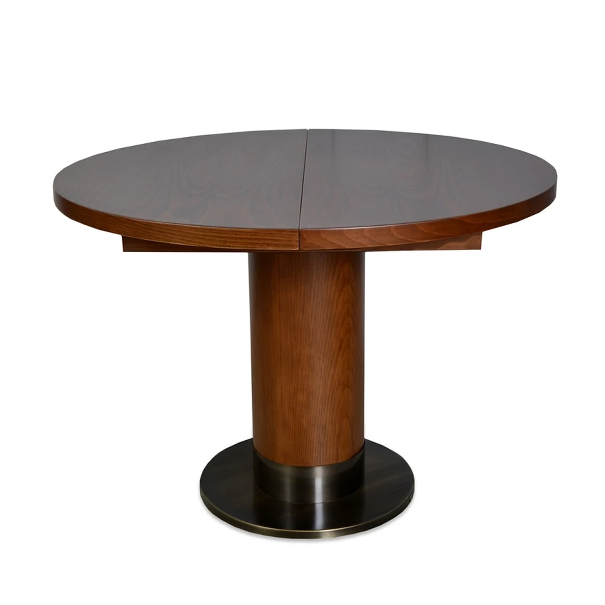 Reyo Patara 90 cm Ahşap Metal Yuvarlak Açılır Mutfak Masası, Ceviz