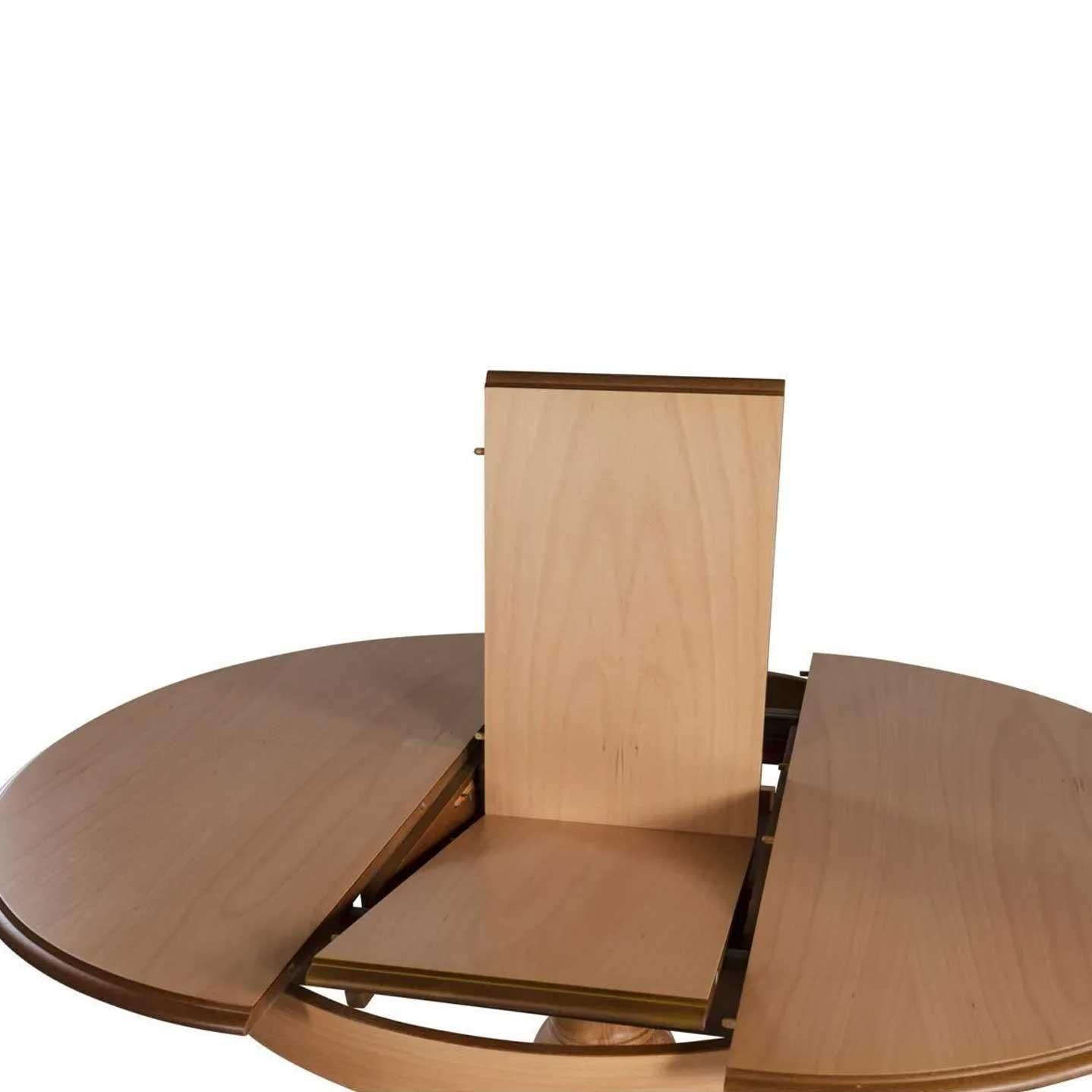 Reyo 100cm Açılır Yuvarlak Yemek Masası Baba Ayak Masa Natural Cilalı (Sandalyeler Dahil Değildir)