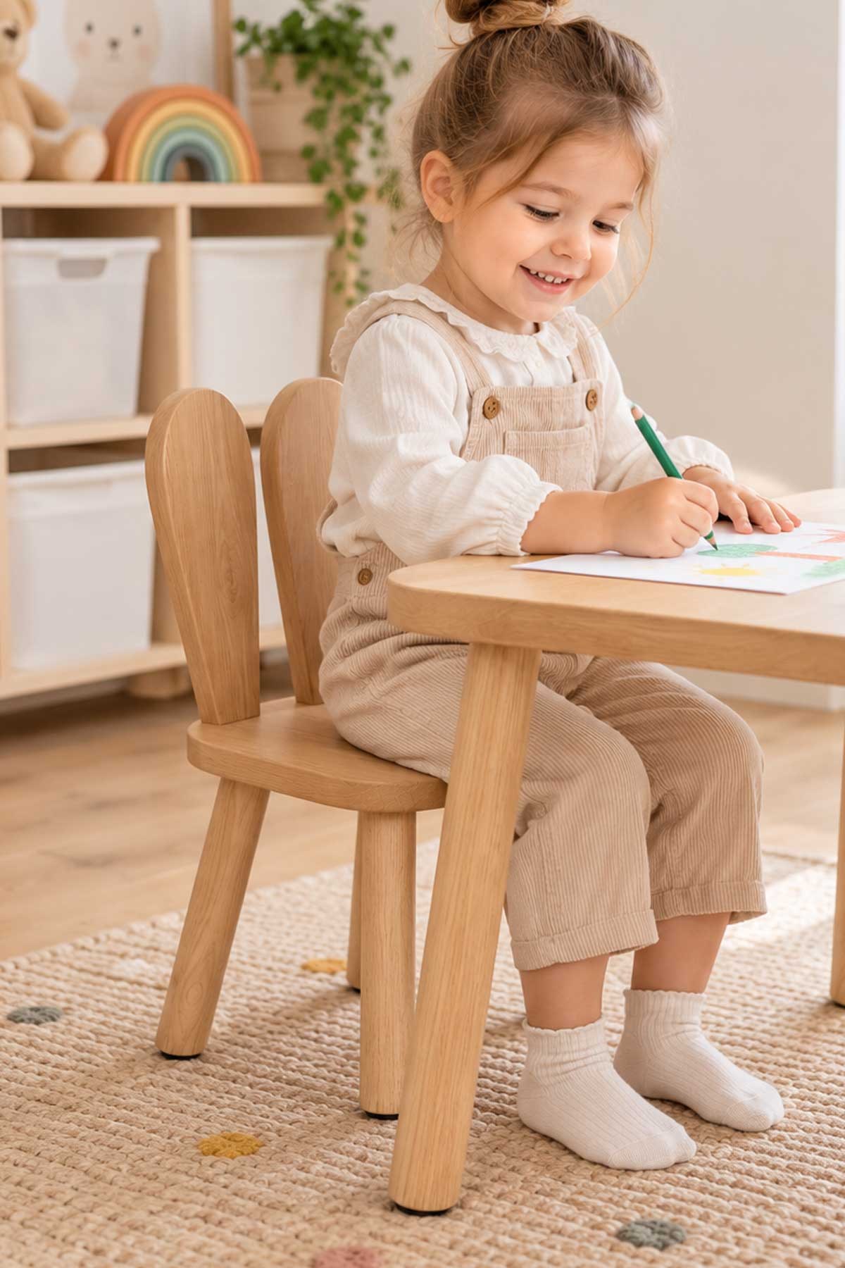 Alfa Country Montessori Çocuk 1 Adet Bunny Sandalye Kahverengi