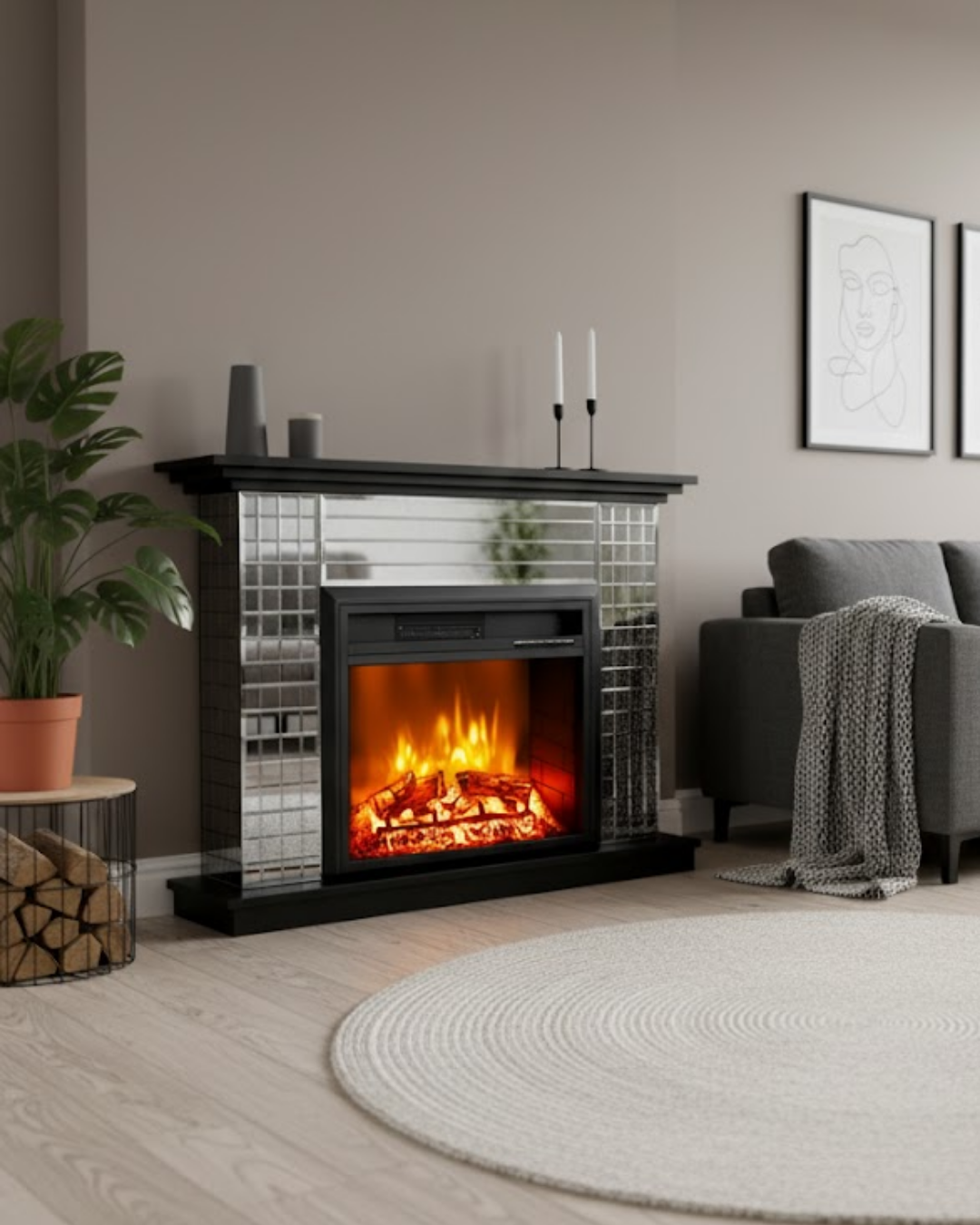 Dlc Kristal Siyah 1800W Dekoratif Elektrikli Şömine