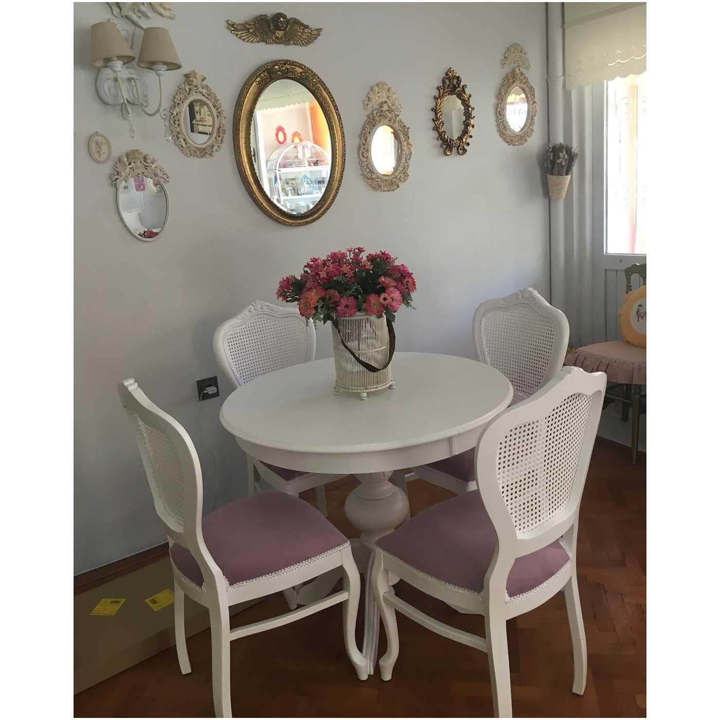 Reyo 90cm Açılır Yuvarlak Baba Ayaklı Yemek Masası, Mutfak Masası Mat Beyaz