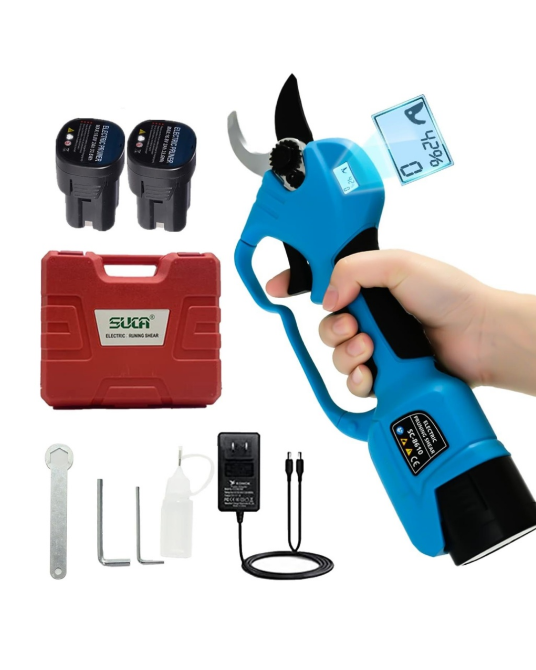 Suca SC 8610A LED Ekranlı Akülü Şarjlı Budama Makası 32 mm