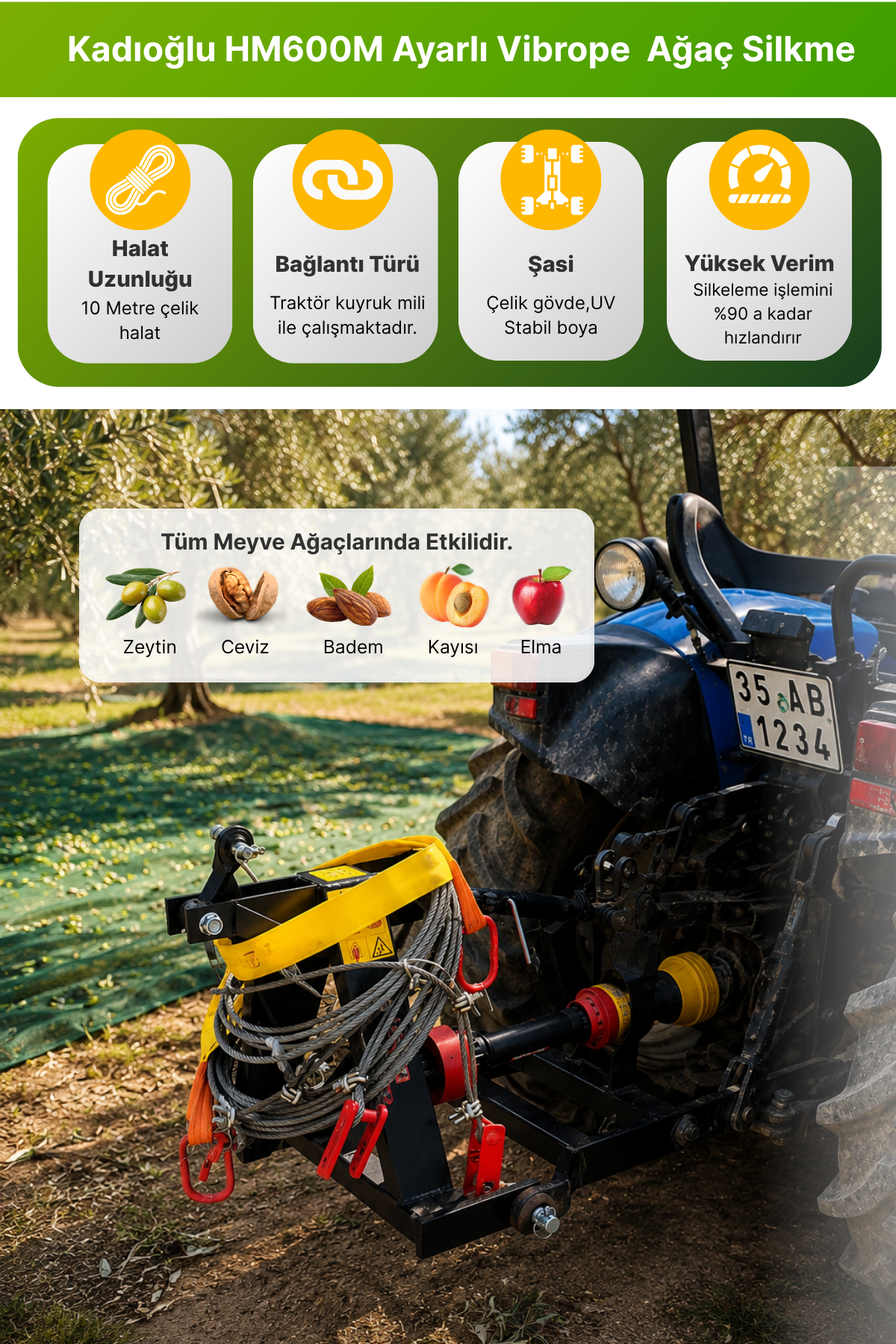Kadıoğlu HM600 Vibrope Ceviz Vişne Silkeleme Makinesi