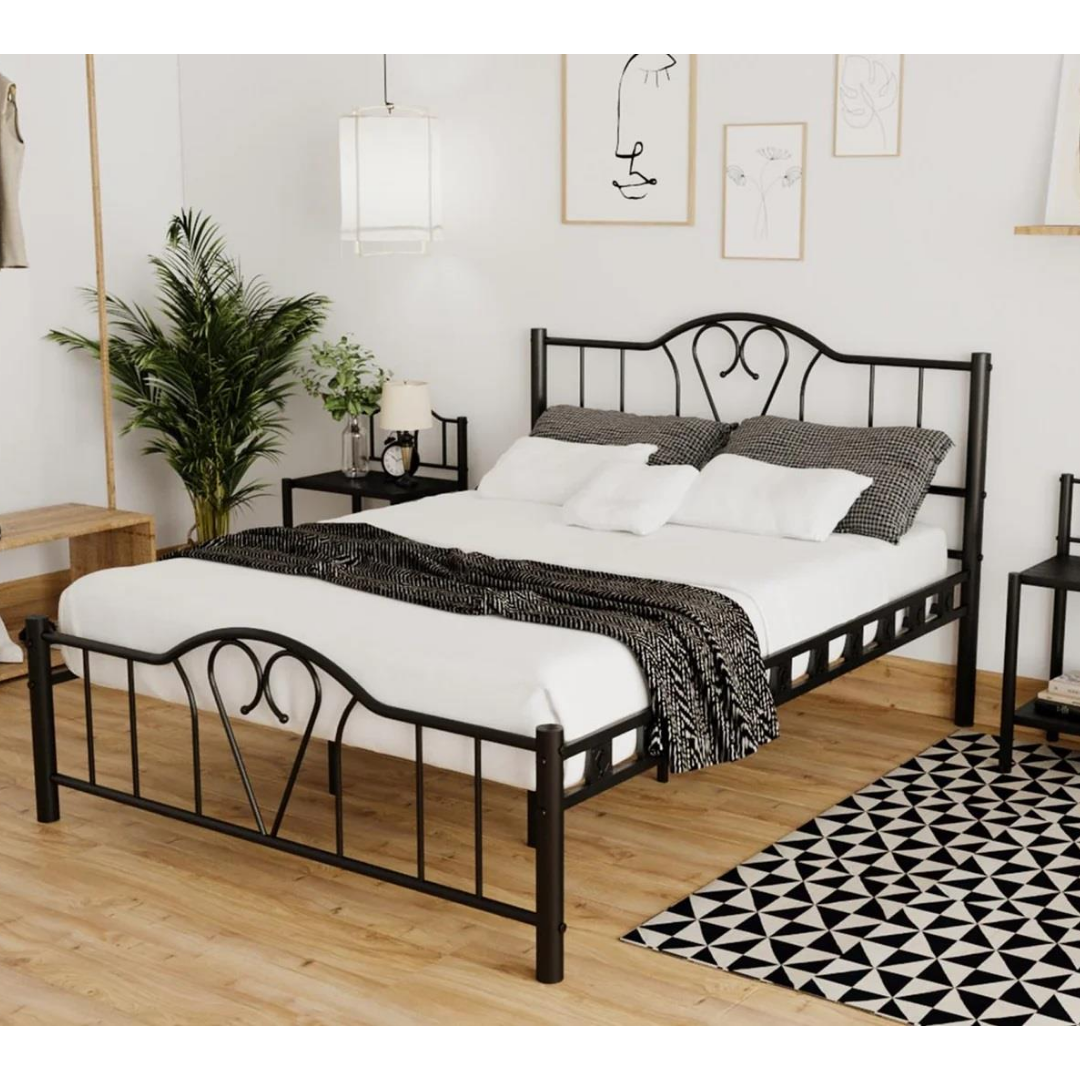 Reyo Orkide Çift Kişilik Ferforje   Siyah Metal Karyola 180x200
