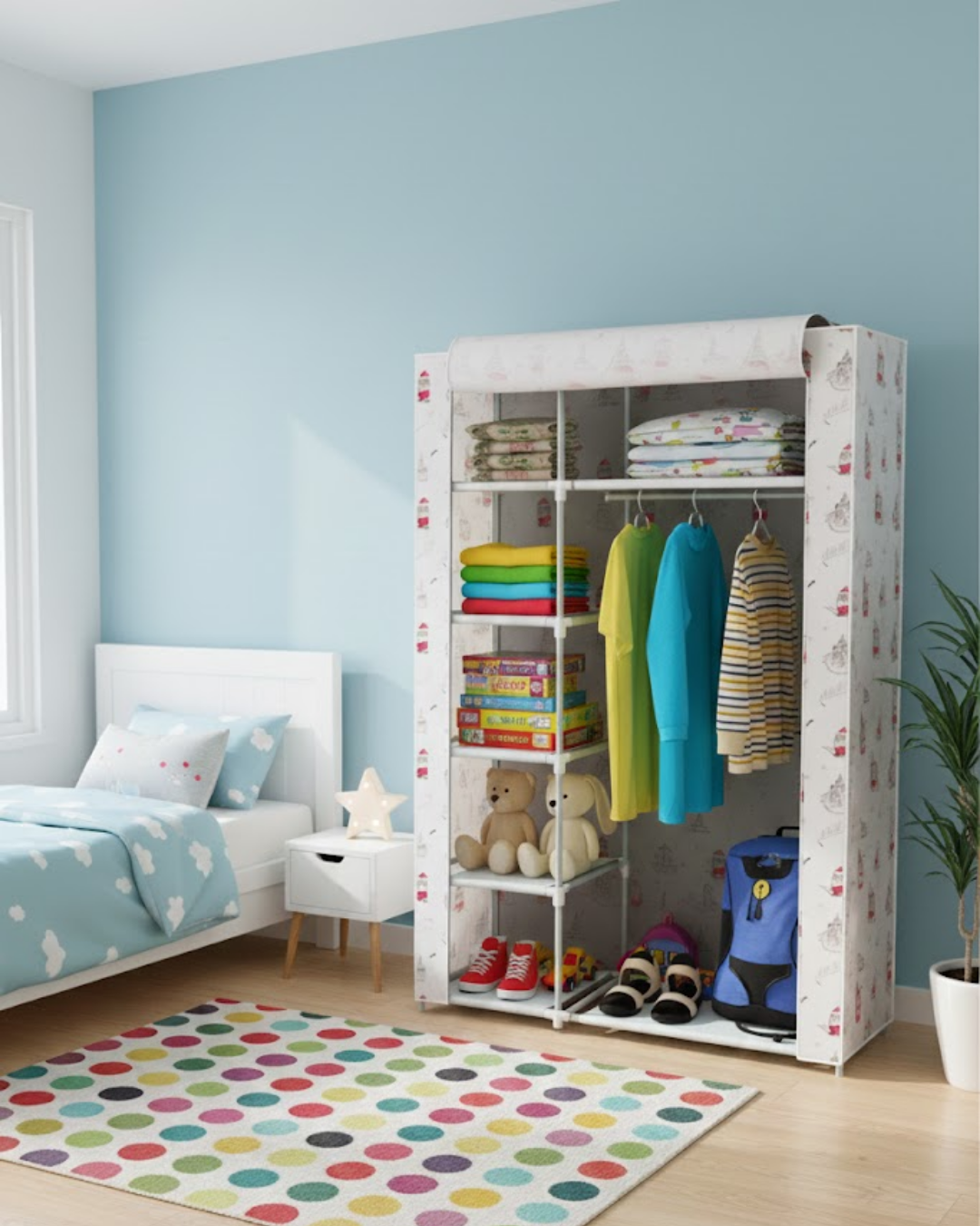 Reyo Teknor Tek Yandan Raflı Plastik Borulu Bez Dolap