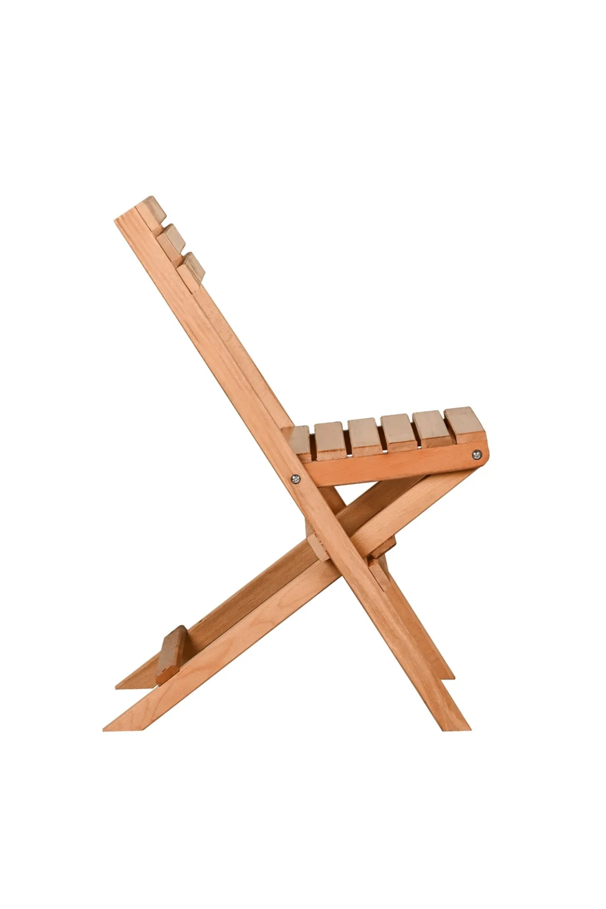 BySay Ahşap Katlanır Puf Minderli 3'lü Bistro Set Bahçe Takımı Naturel