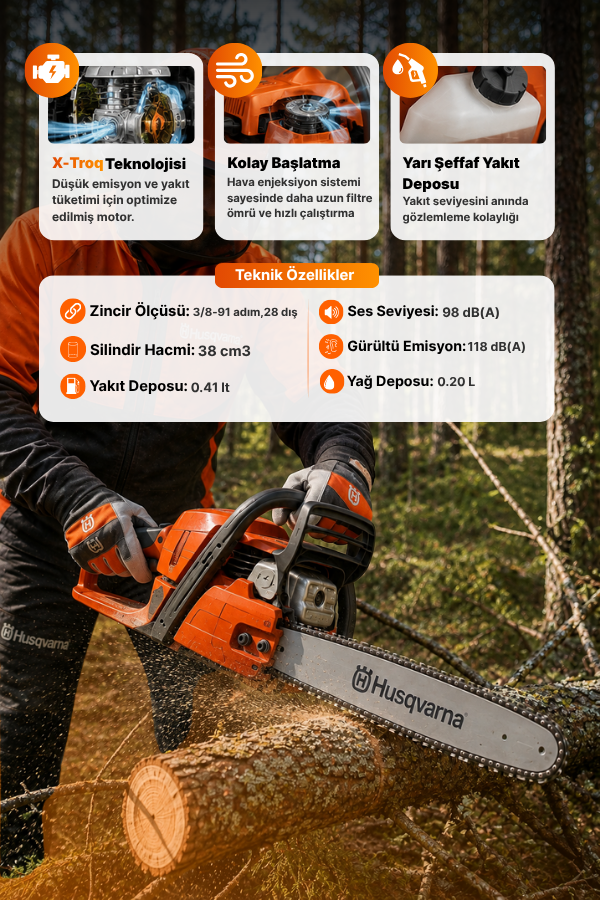 Husqvarna 120 Mark II Benzinli Ağaç Kesme Makinesi