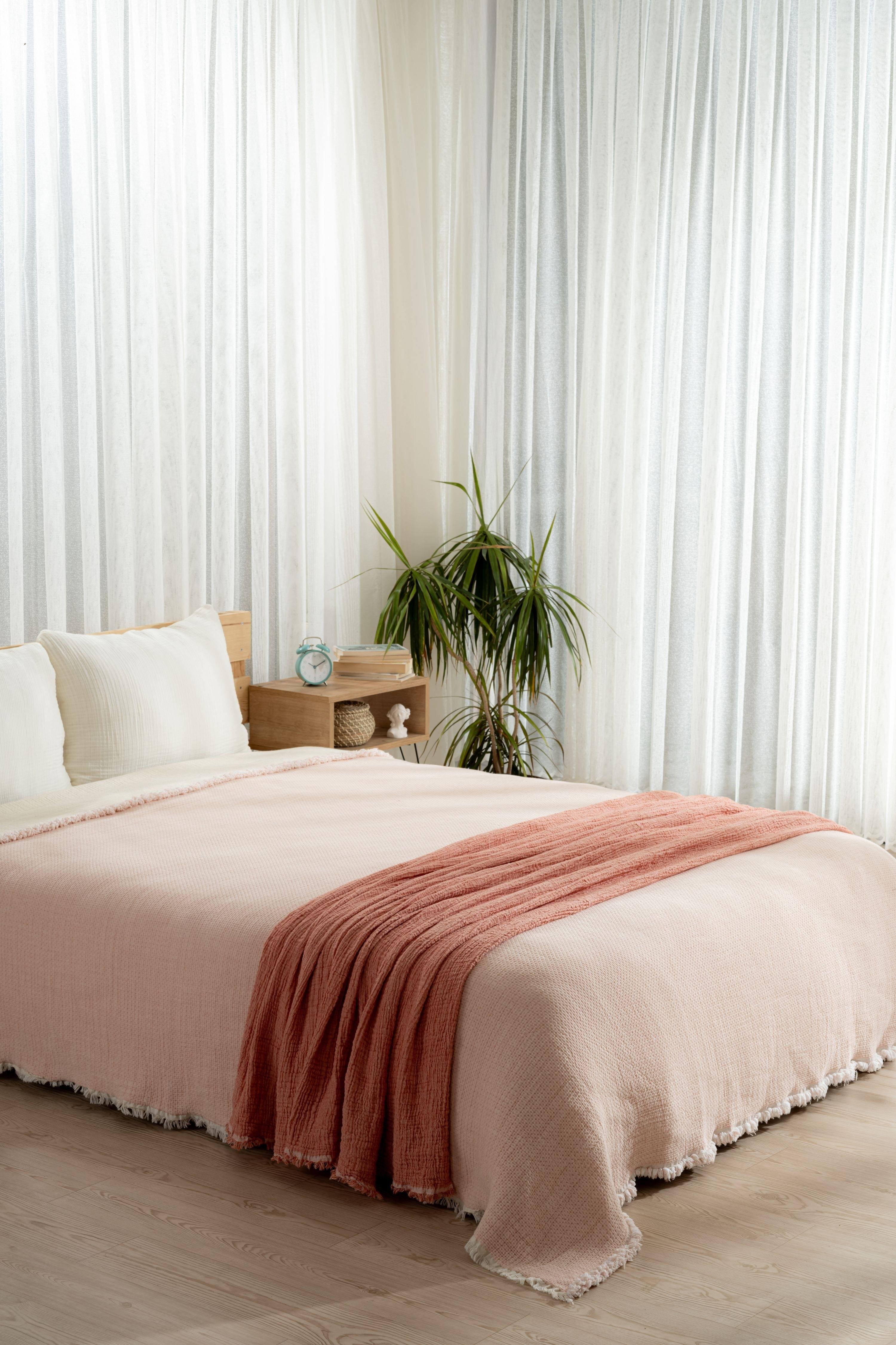 Mylasa Home Premium Müslin Yorgan 240x260 cm 100% Pamuk, Hafif ve Nefes Alabilen Pembe