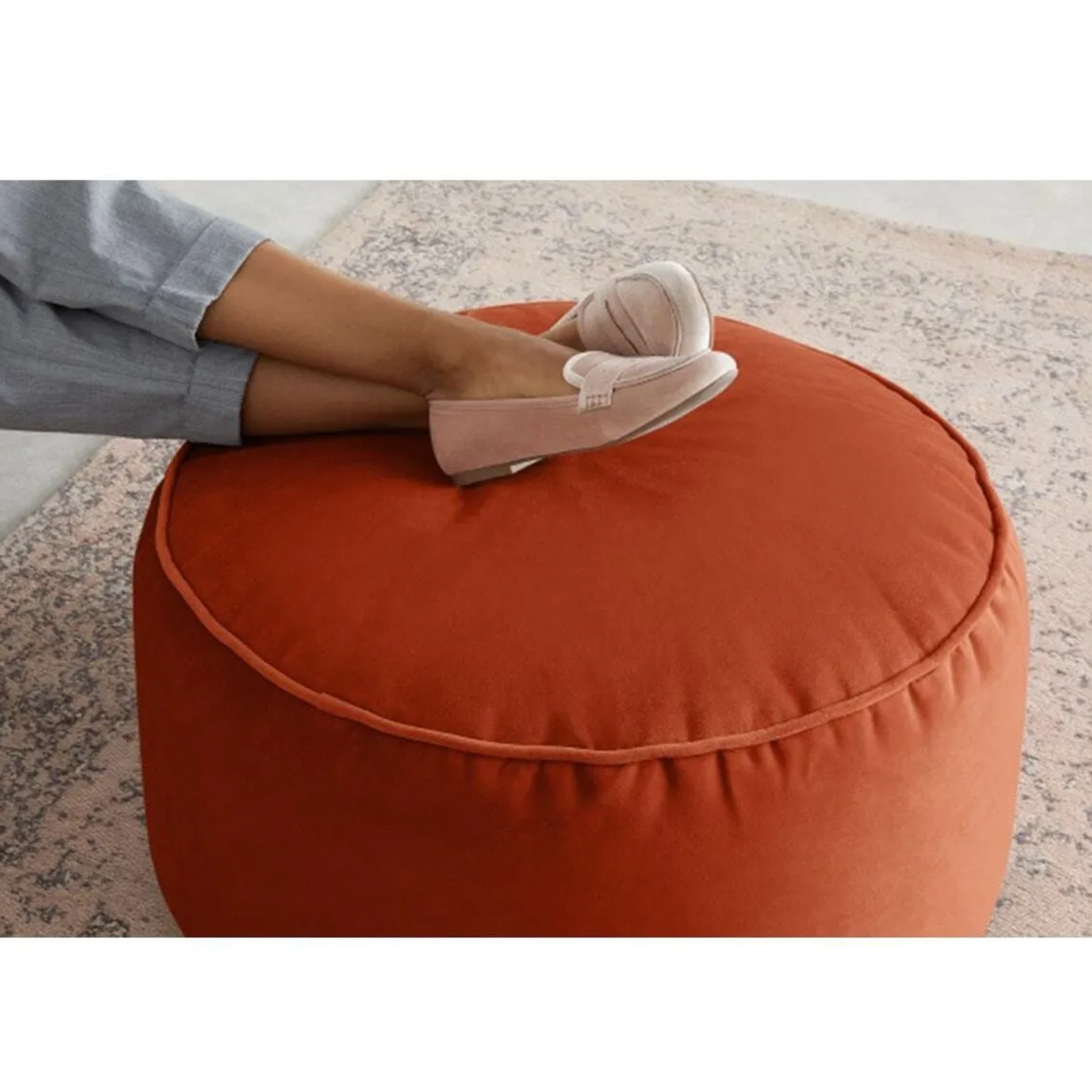 Rengev Rantos Yuvarlak Puf Turuncu