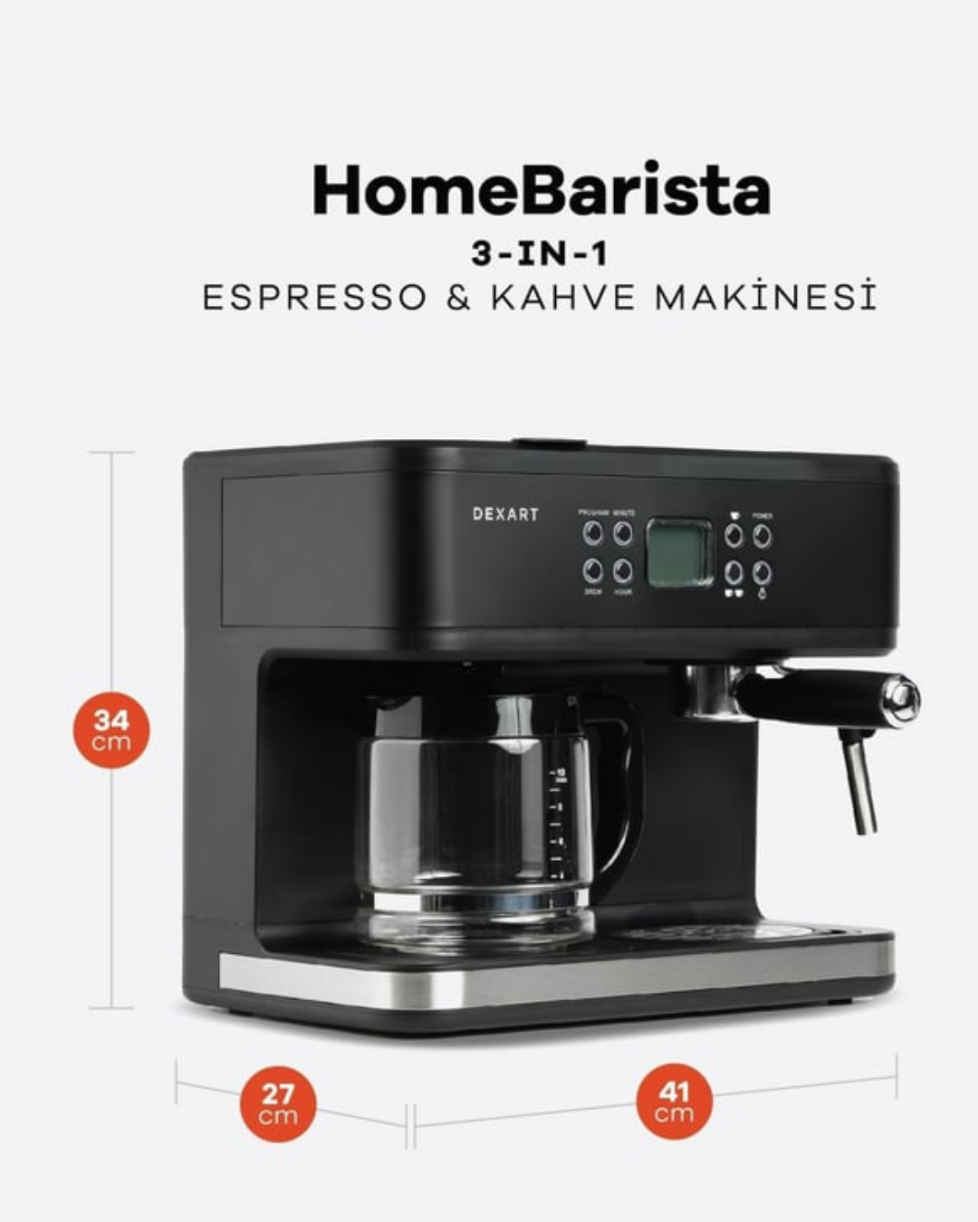 Dexart DX-1341 Home Barista 3-in-1 Filtre Kahve & Espresso Makinesi