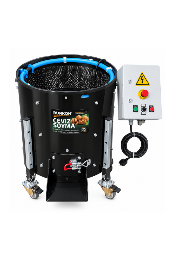 Burkon 190 Litre Rendeli Devir Ayarlı Ceviz Soyma Makinesi