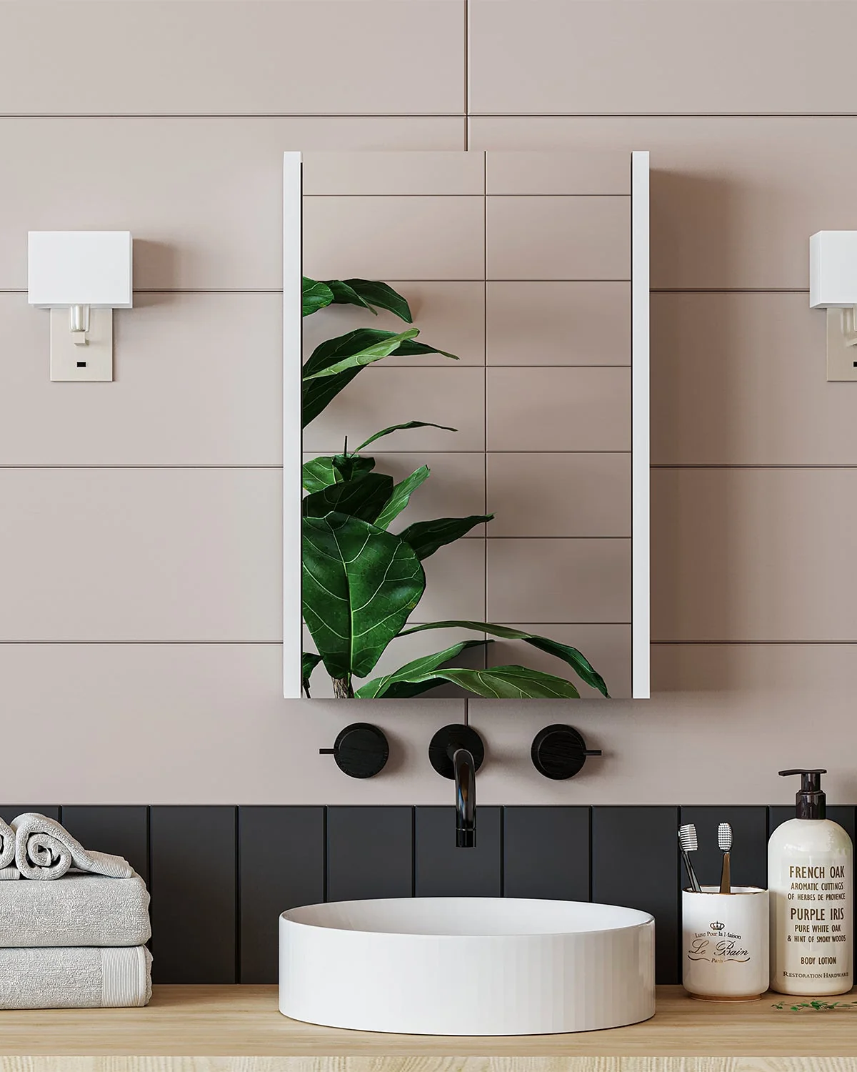 RoomArt Banos Banyo Kulpsuz Tek Kapaklı Mat Beyaz 40 Cm Mini Aynalı Banyo Üst Dolabı Mat Beyaz