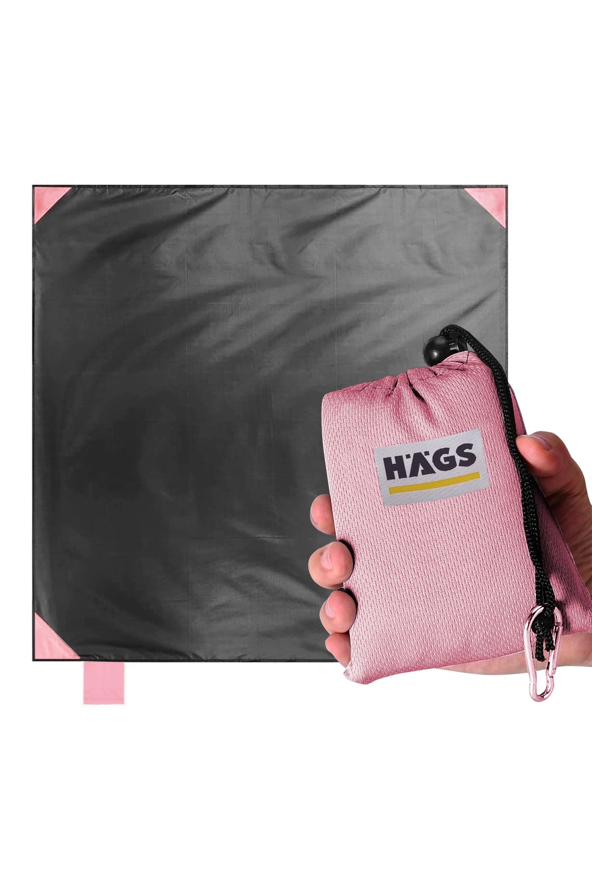 Haegs Cep Yer Örtüsü, Piknik örtüsü Kamp Matı, Plaj Yer Örtüsü, Su Geçirmez, Kum Tutmaz, Hızlı Kurur, Hafif, Katlanabilir İnce Zemin Örtüsü Outdoor Açık Hava Kamp Yürüyüş Seyahat için - El Askılı - 150-150cm - Pembe