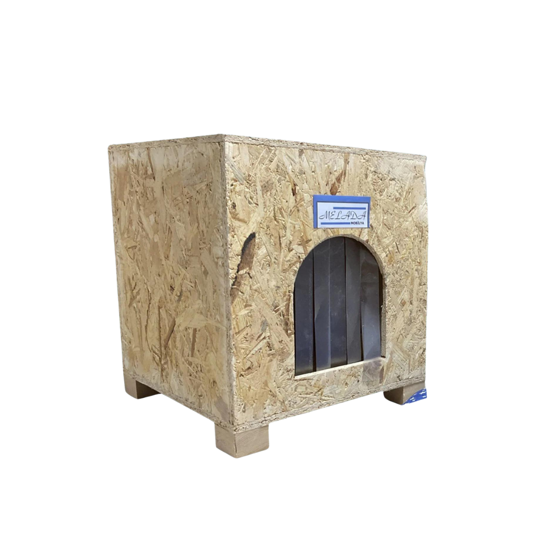 Melada Kedi Evi Dış Ortam Uygun Ahşap Kedi Evi OSB Minderli 40x37x34 cm