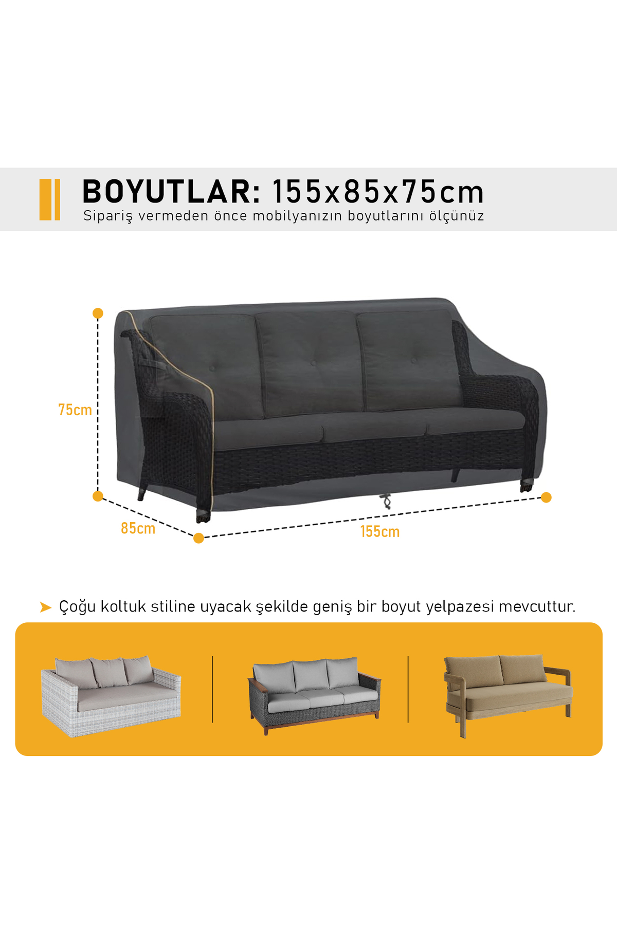 Haegs Çift Kişilik Bahçe Koltuk Örtüsü, Koruma Kılıfı, Su Geçirmez Açık Hava Bahçe Mobilya Kılıfları, Dış Mekan Sandalye Kılıfı Örtü Branda, Ağır Hizmet Tipi, 155-85-75 - Siyah