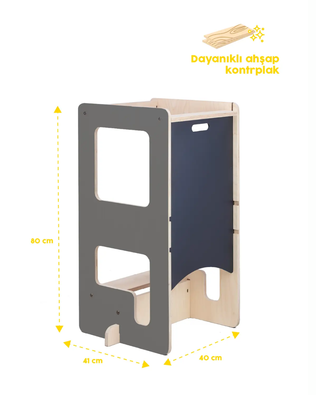 Mamatoyz Flip Gri 3'ü 1 Arada Öğrenme Kulesi & Aktivite Masası & Yazı Tahtası