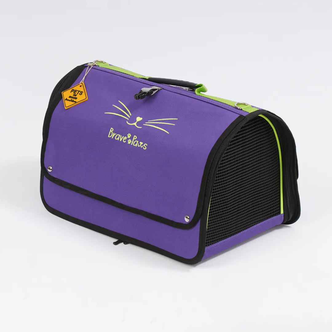 Brave Paws Flybag Plastik Yırtılmaz Fileli Kedi Ve Köpek Taşıma Çantası Seyahat Çantası Mor 45x25x26cm