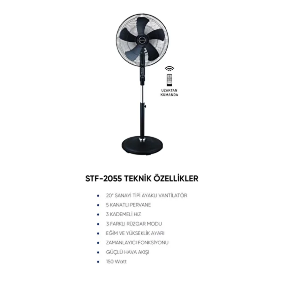 Skytech STF-2055 Uzaktan Kumandalı Sanayi Tipi Ayaklı Vantilatör