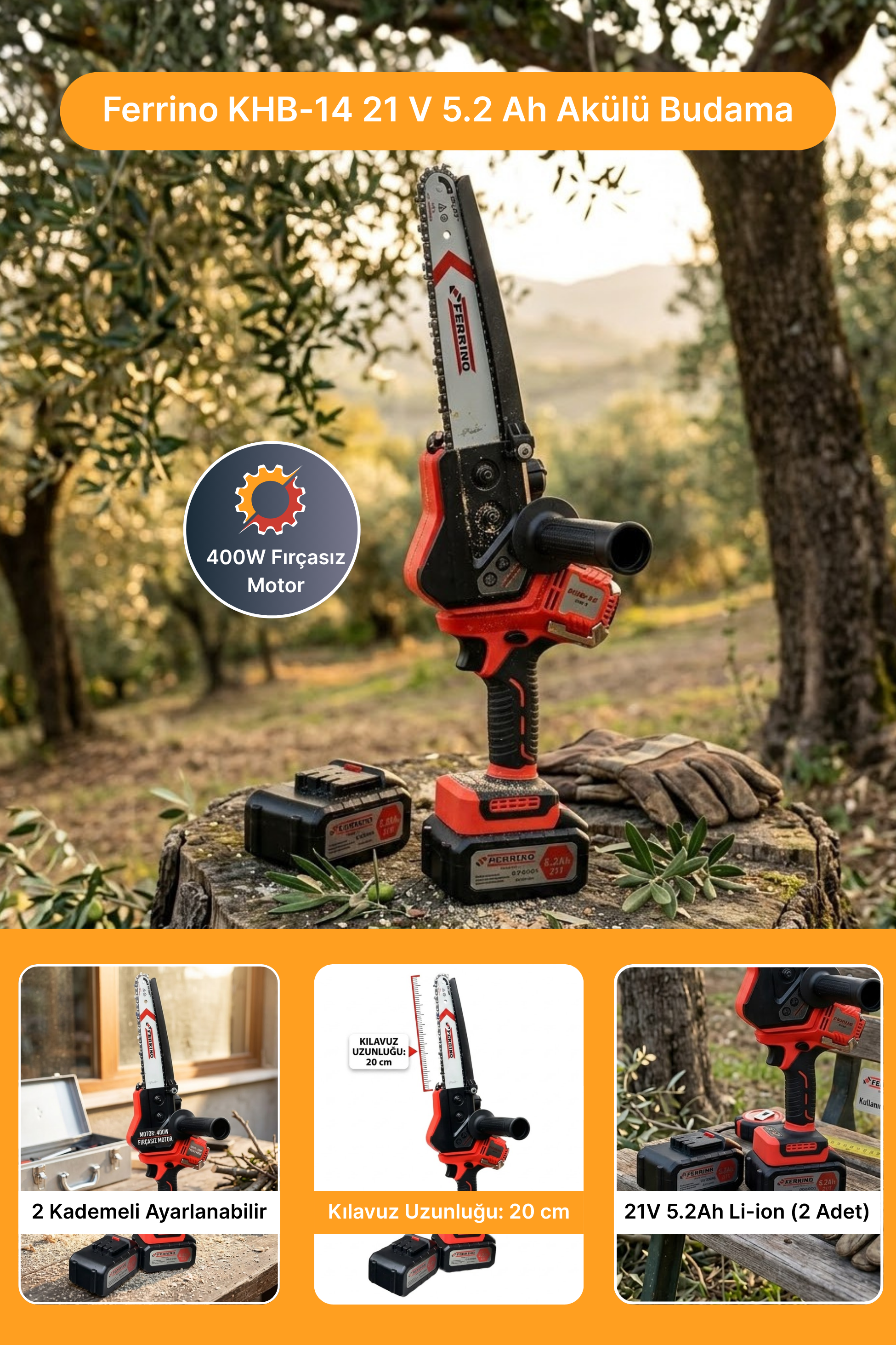 Ferrino KHB-14 21 V 5.2 Ah Akülü Budama Testeresi