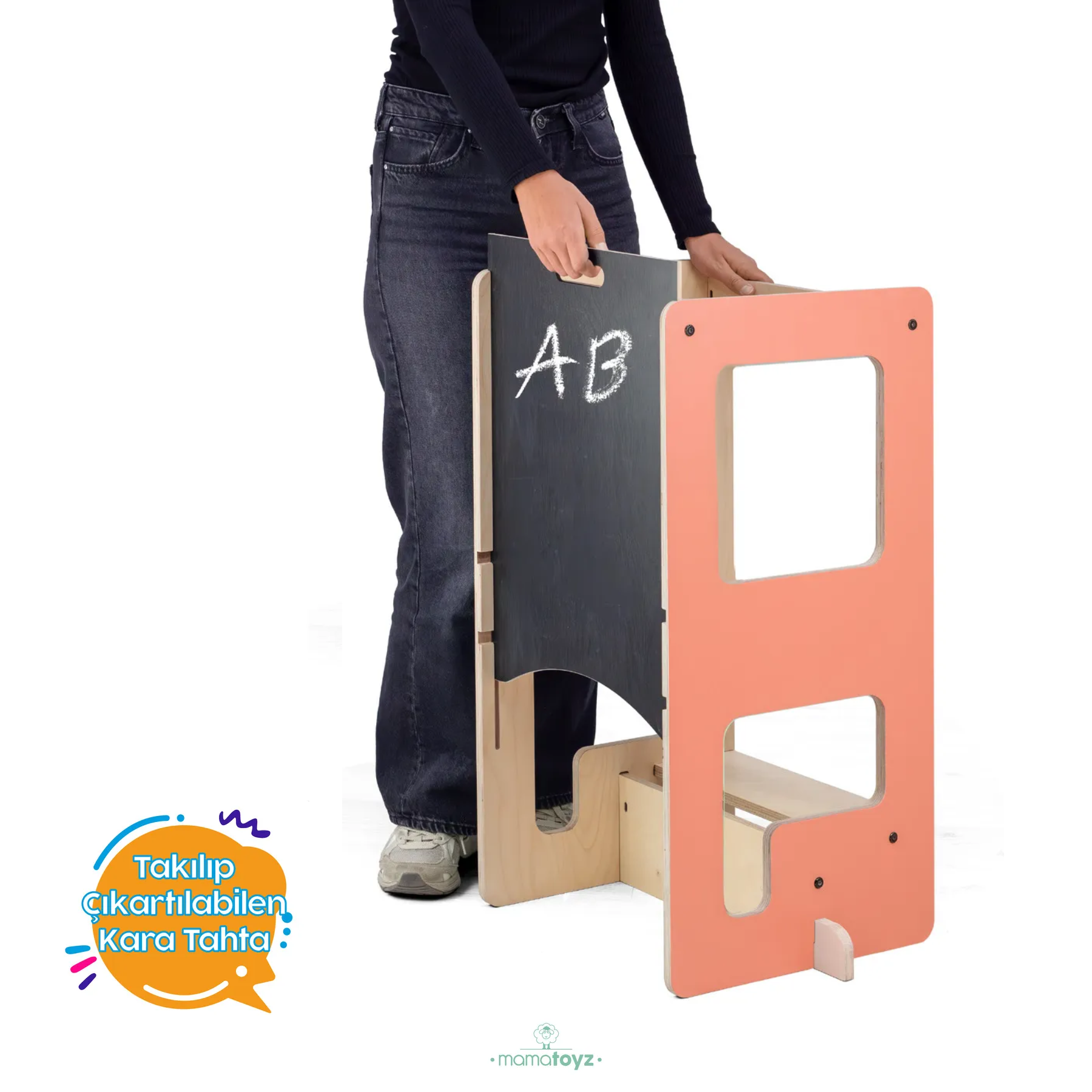 Mamatoyz Flip Terra Cotta 3'ü 1 Arada Öğrenme Kulesi & Aktivite Masası & Yazı Tahtası