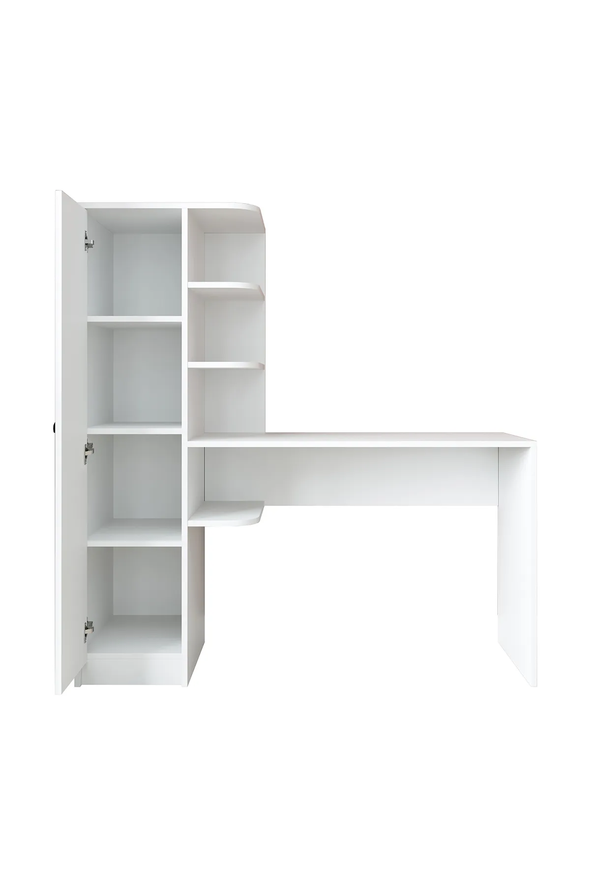 Roomart Roma Raflı Çalışma Masası, Çalışma Ofis Masası Sol Dolap Mat Beyaz