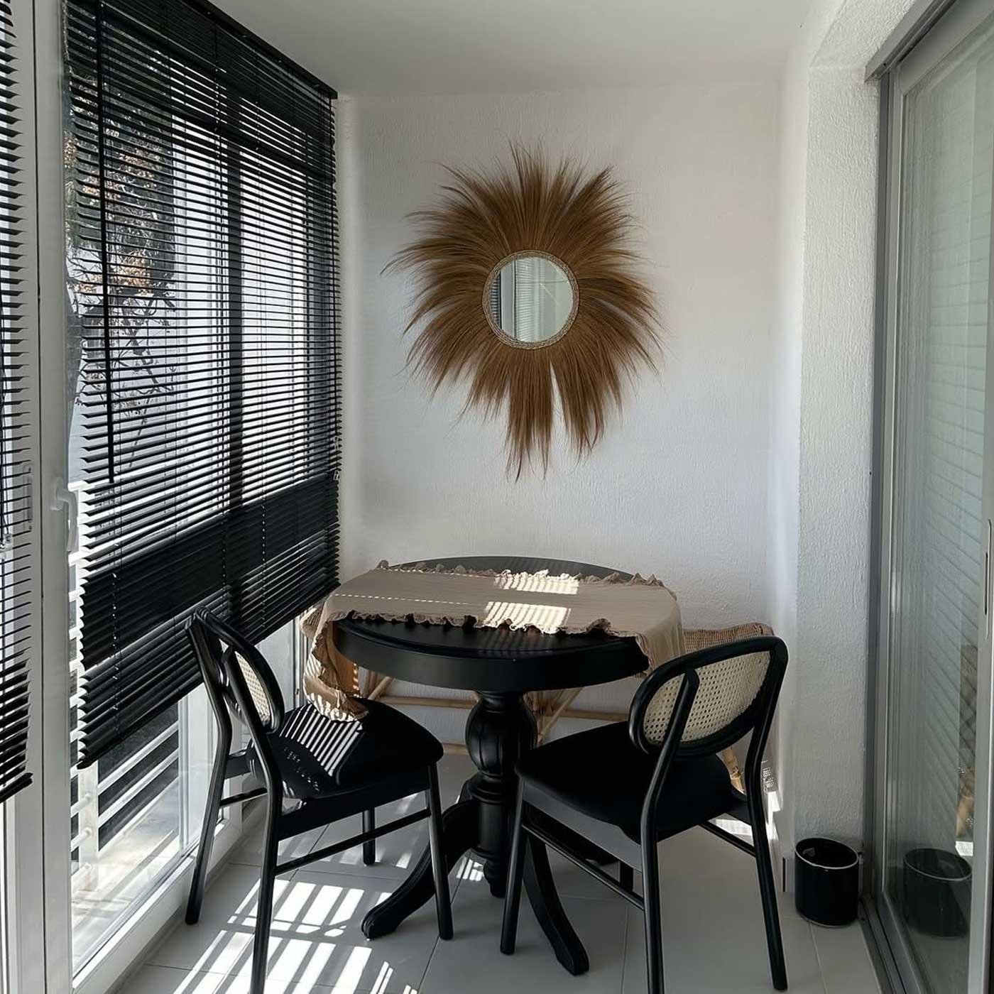 Reyo 100cm Açılır Yuvarlak Baba Ayaklı Masa Siyah