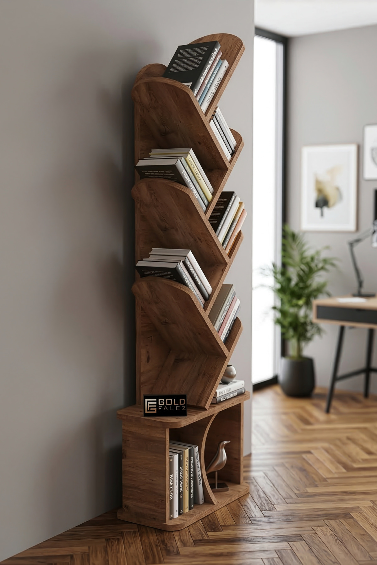 Reyo Falez 10 Raflı Kitaplık Modern Dekoratif Kitap Rafı Çok Katlı Kitap Standı Salon Ofis Organizer 7061 Atlantk