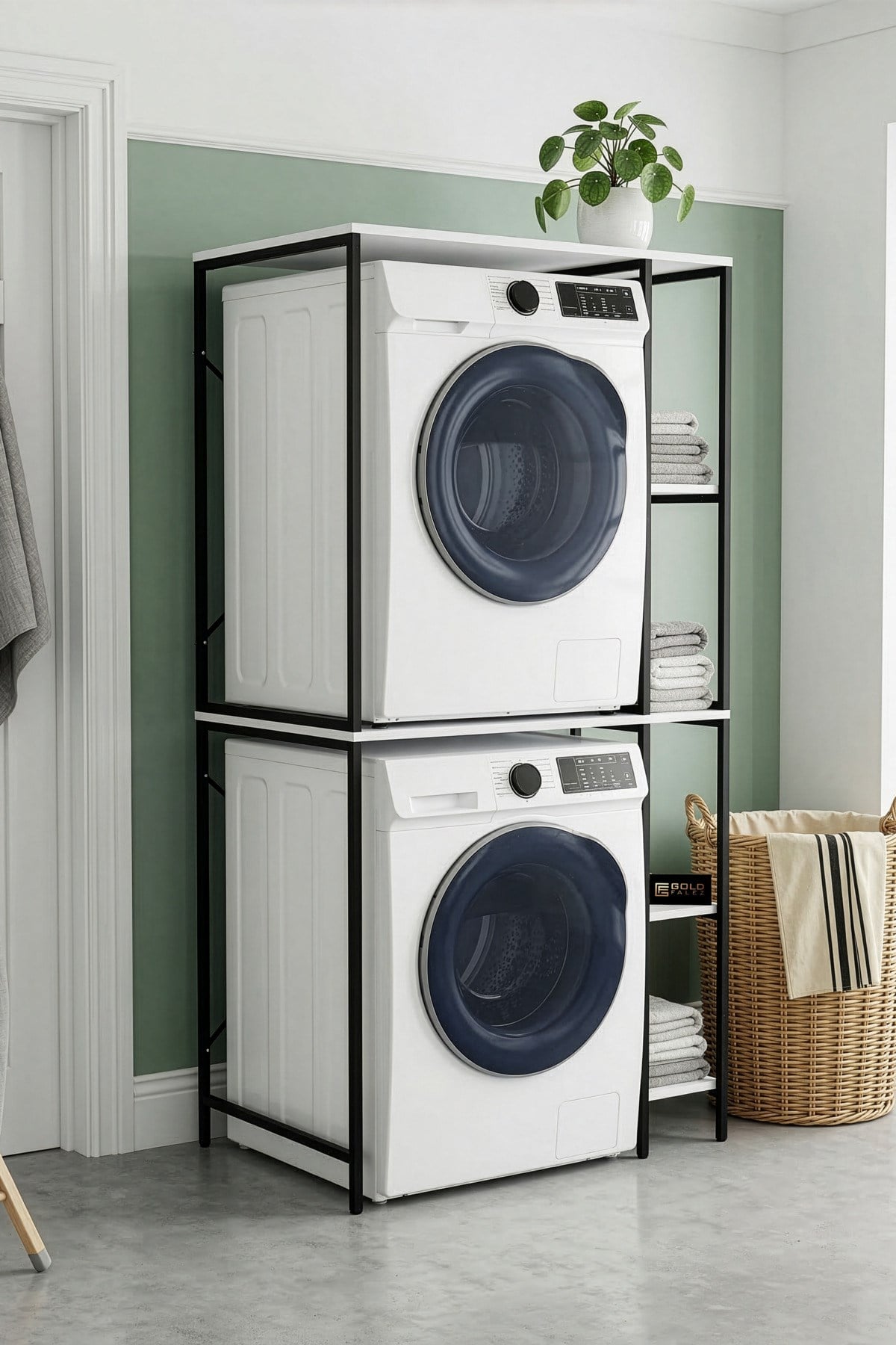 Reyo Falez Çamaşır Makinesi Üstü Dolap Yan Raflı Metal Banyo Düzenleyici Çok Katlı Organizer - 264