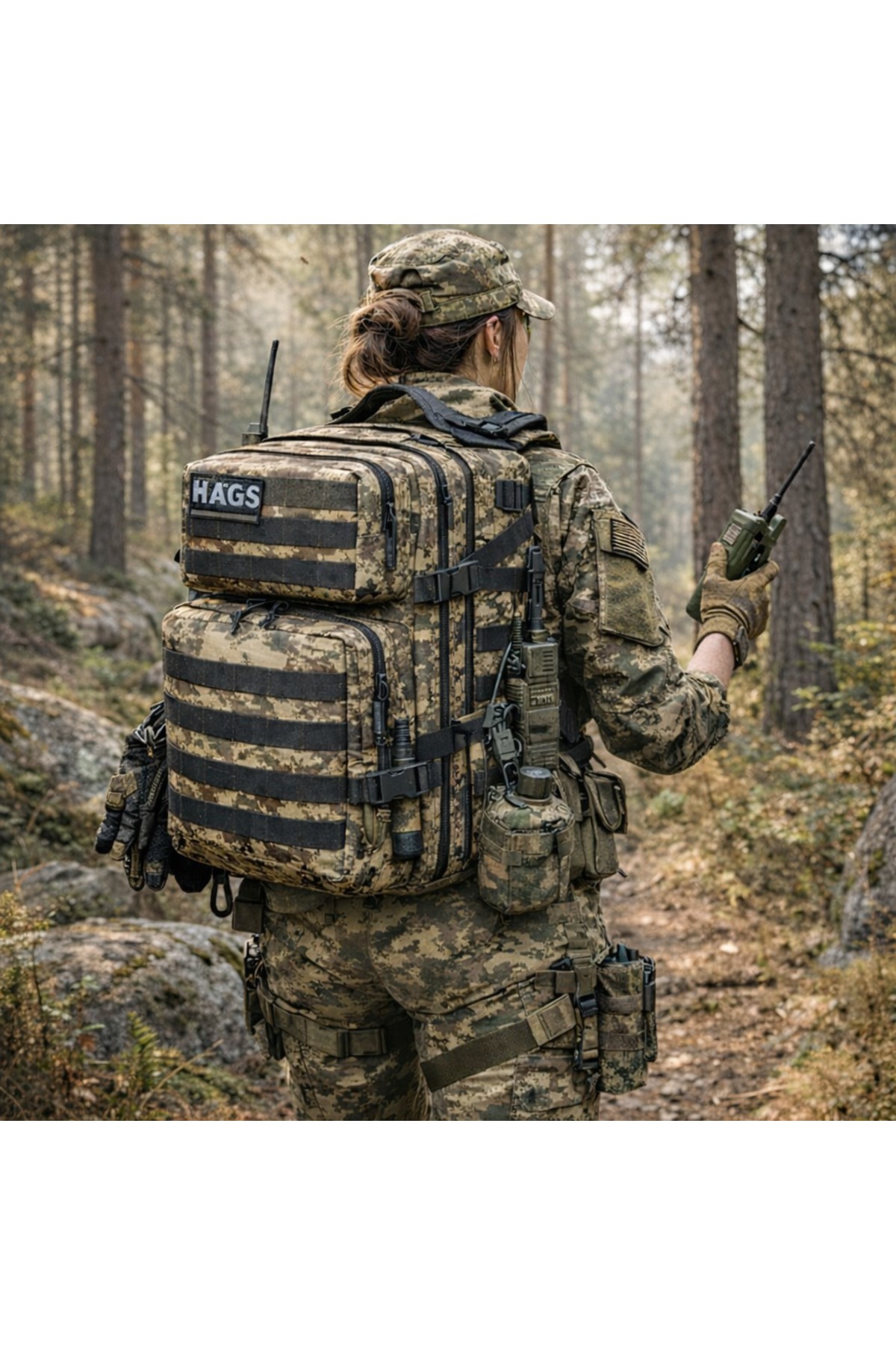 HAEGS Askeri Taktik Sırt Çantası, Ordu Derecesinde Sağlam, Ağır Hizmet Taktik Çanta, 3 Günlük Acil Durum Hücum Çantası, Kampçılık, Dağcılık, Trekking Seyahat Sırt Çantası- 45L - Kamuflaj