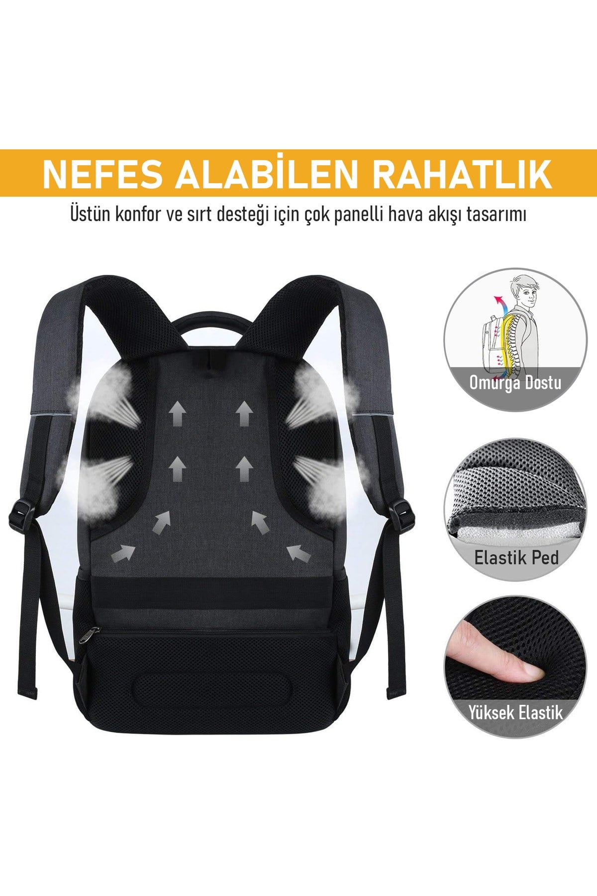 Haegs Laptop Sırt Çantası, Multi Cepli İş Seyahat Çantası, Dizüstü Bilgisayar Sırt Çantası, Suya Dayanıklı, Kolej Bilgisayar Çantası, Kadınlar ve Erkekler İçin Çok Bölmeli Organizer Çanta - Siyah