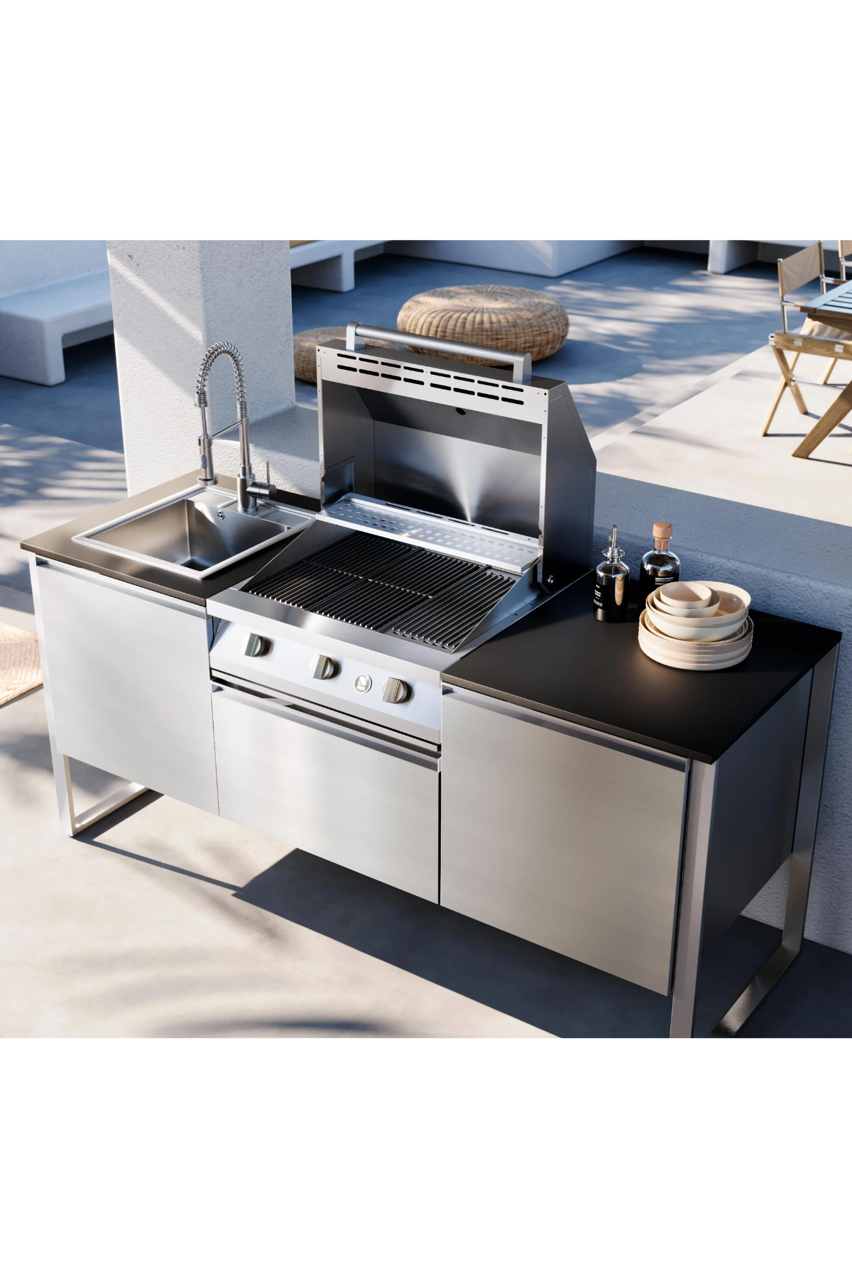 Berfmann Steel Latemar T20 Siyah Outdoor Barbekü Mutfak Ünitesi