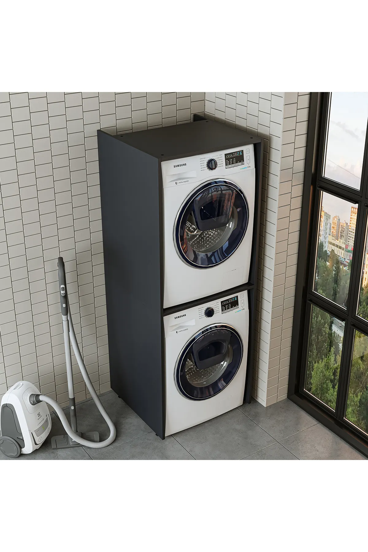RoomArt Banyo Dolabı Çamaşır Ve Kurutma Makinesi Dolabı Antrasit