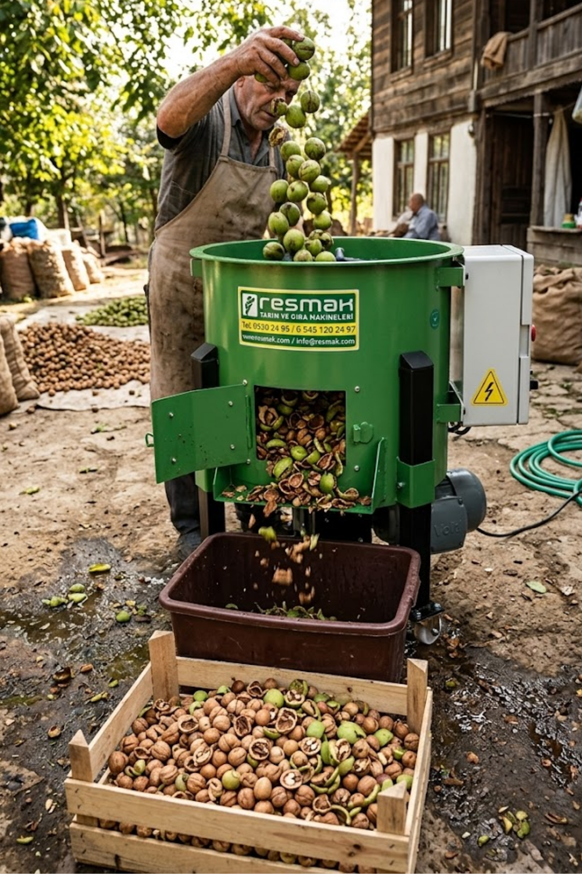 Resmak PM80A 80 Litre 40 Kg Devir Ayarlı Otomatik Çift Yönlü Dönüşlü Ceviz Soyma Makinesi