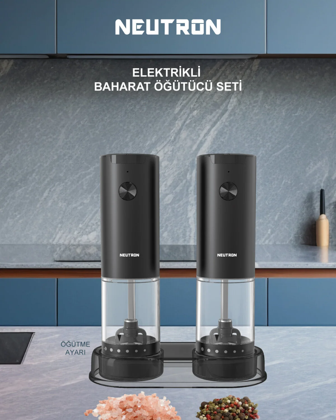 Neutron NTL-PG-33D Elektrikli Çiftli Baharat Öğütücü