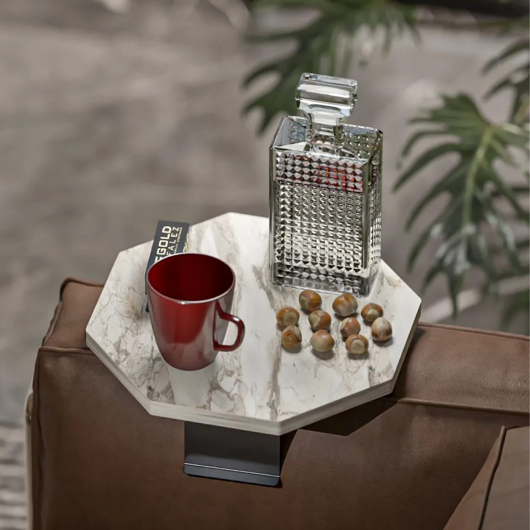 Gold Falez Dekoratif Yan Sehpa Sekizgen Efes