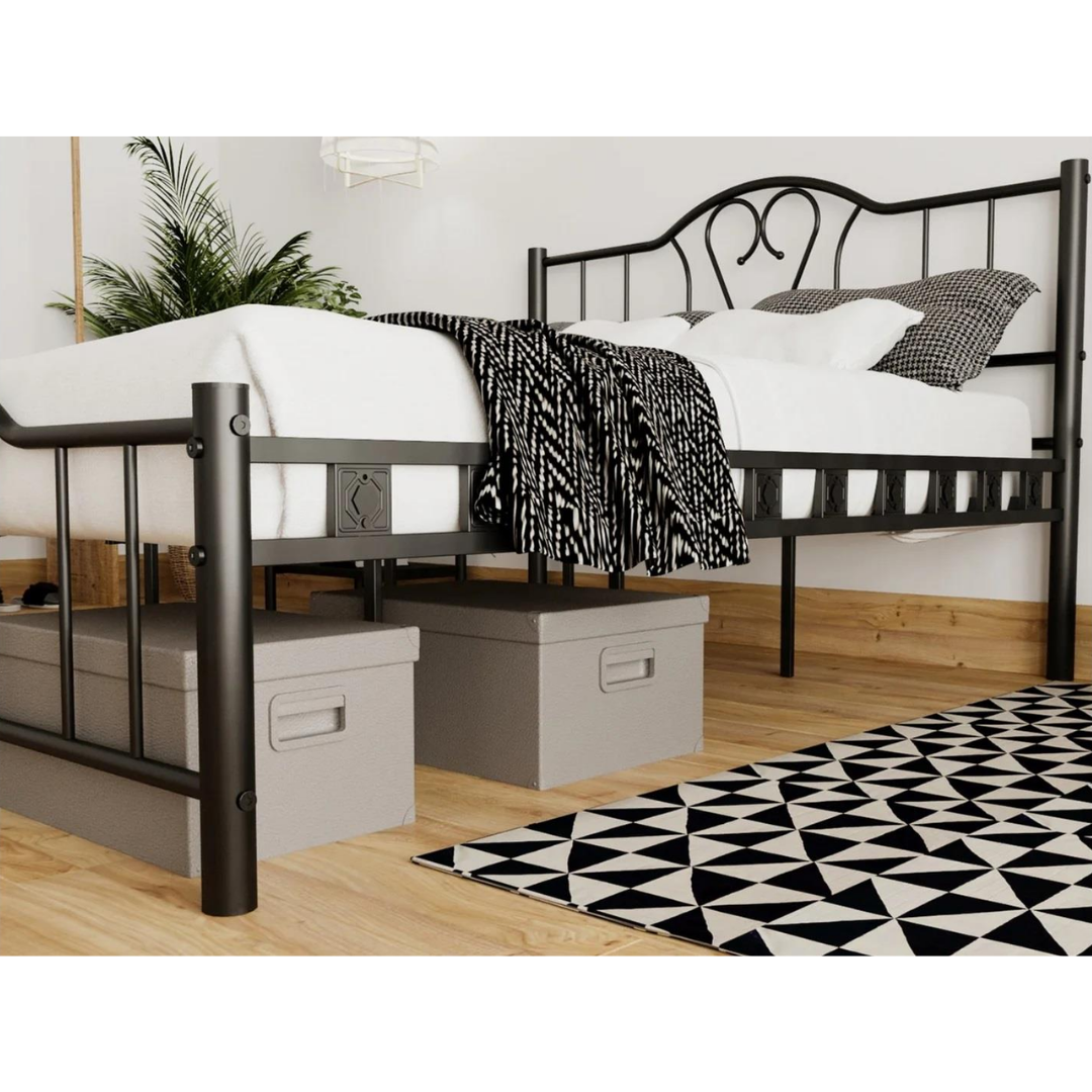 Reyo Orkide Tek Kişilik Ferforje  Siyah Metal Karyola 120x200