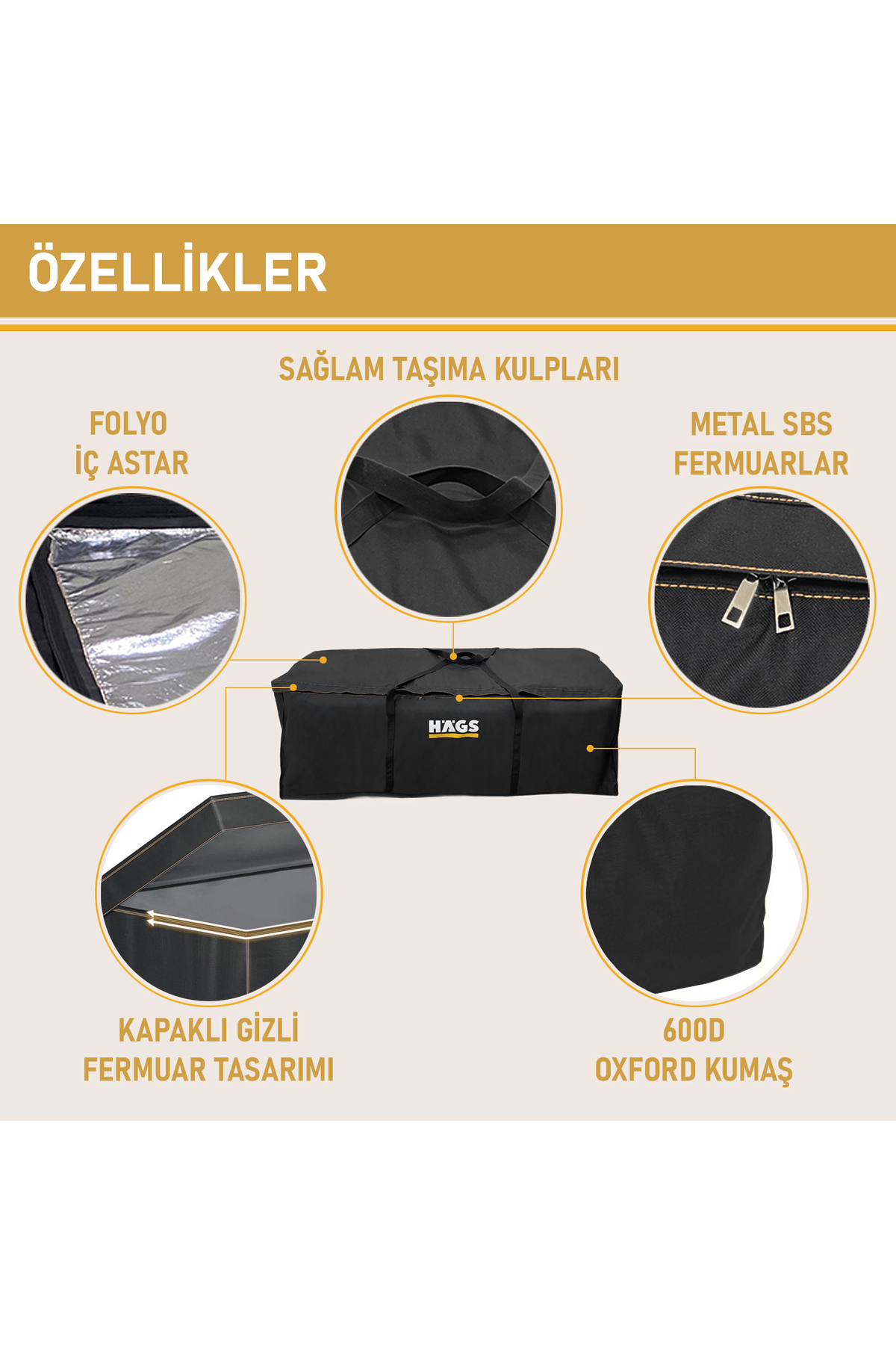 HAEGS Bahçe Mobilya Yastığı, Minderi Saklama Çantası Hurç, Yatak, Yorgan, Yastık Organizer, Düzenleyici, Depolama Hurcu, Çantası, Extra Büyük Battal Boy - 725 Lt Siyah
