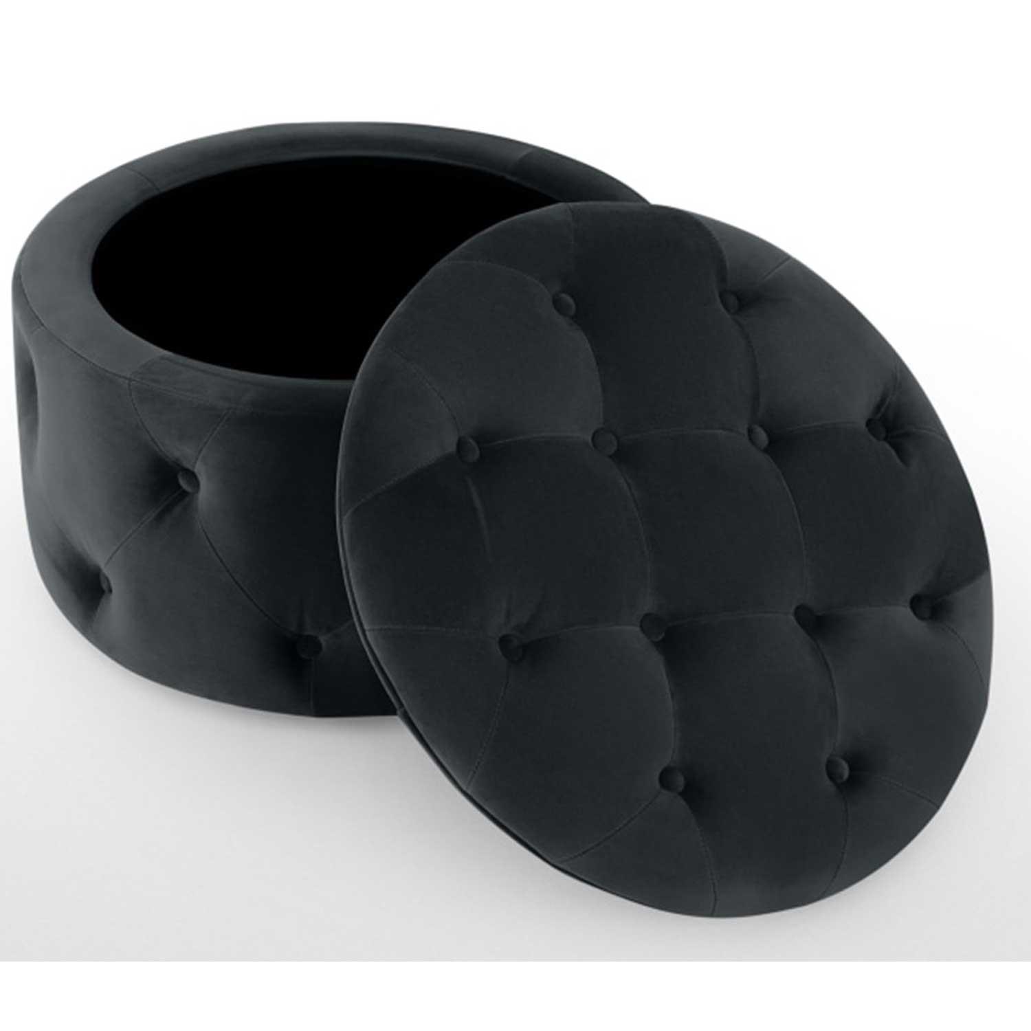 Rengev Duru Oval Puf Sandıklı Siyah