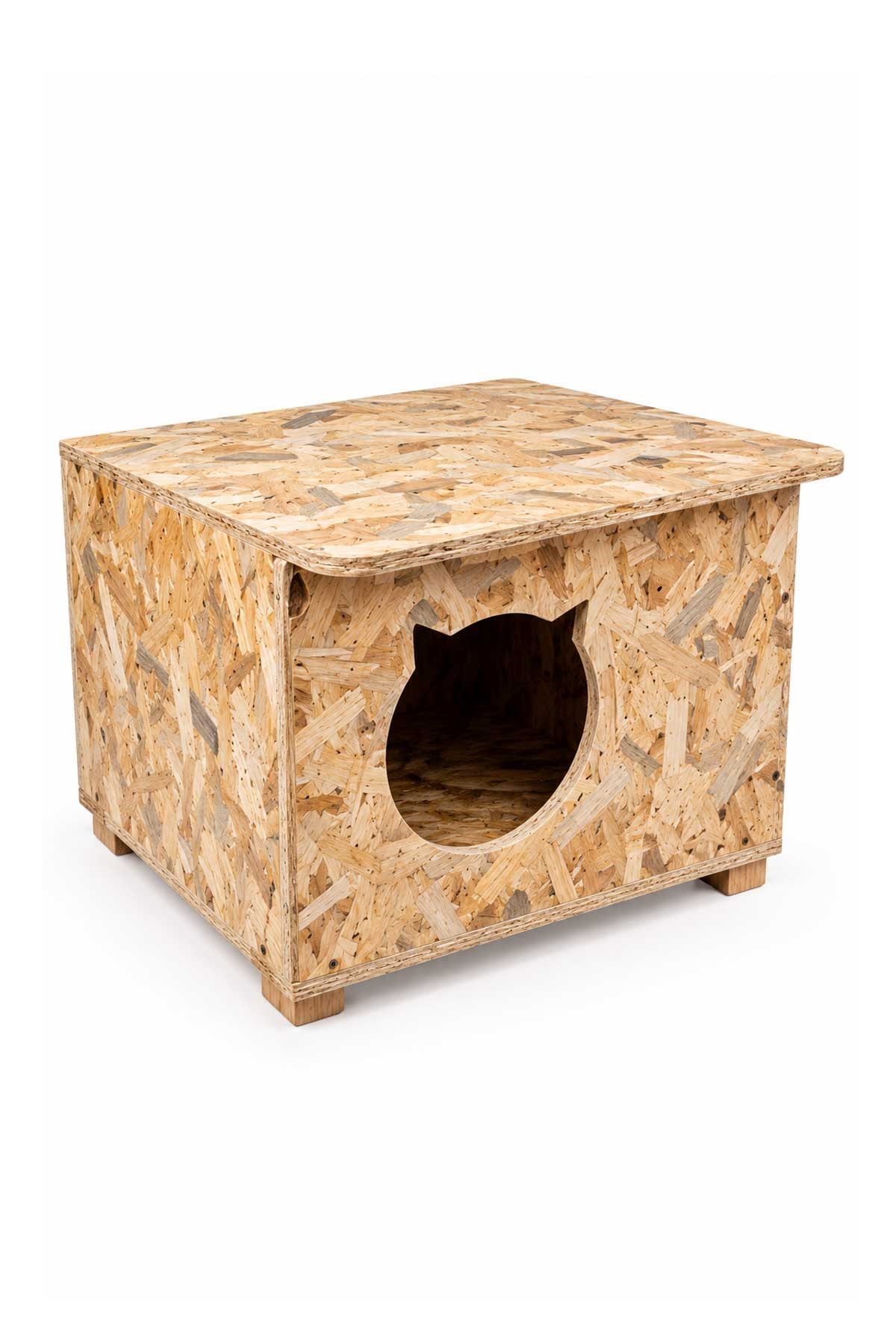 Melada Kedi Evi Dış Ortam Uygun Ahşap Kedi Evi OSB 50x35x30 cm MLD0CAT19