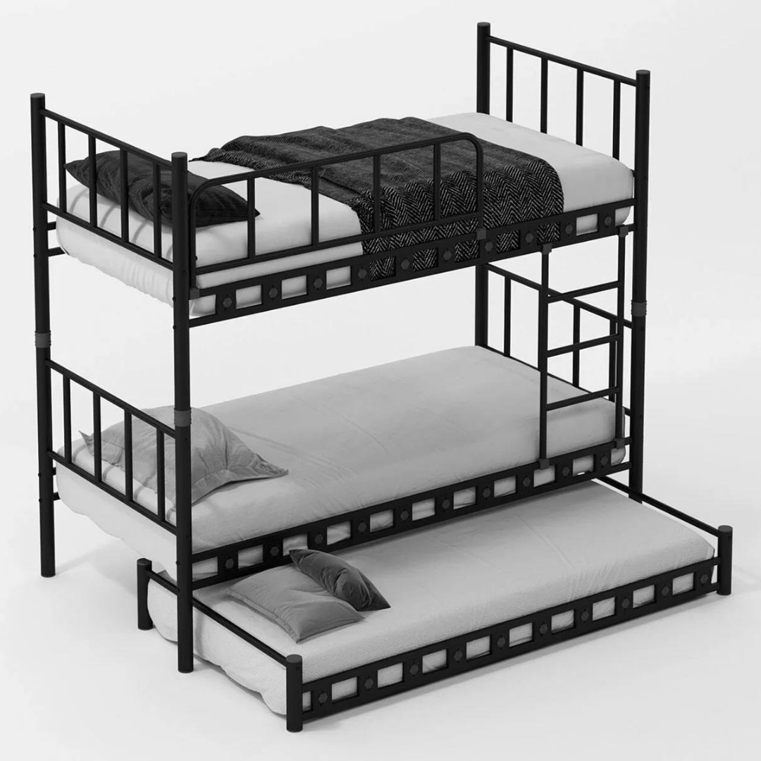 Reyo Zambak Yavrulu Genç Çocuk Odası Metal Siyah Ranza 90x200